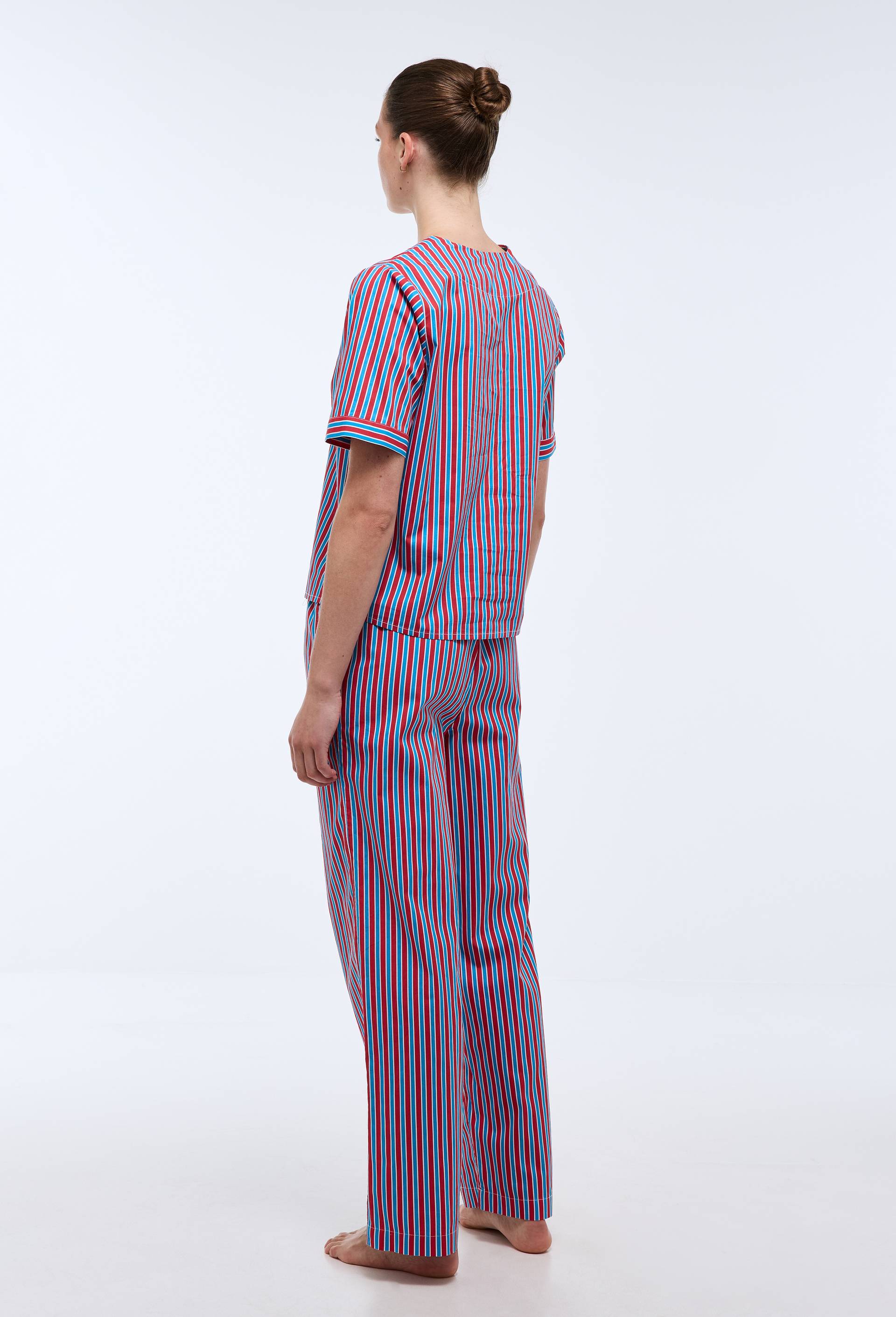 Pyjama long ray&eacute; en coton bio GOTS, Rouge, large image number 1