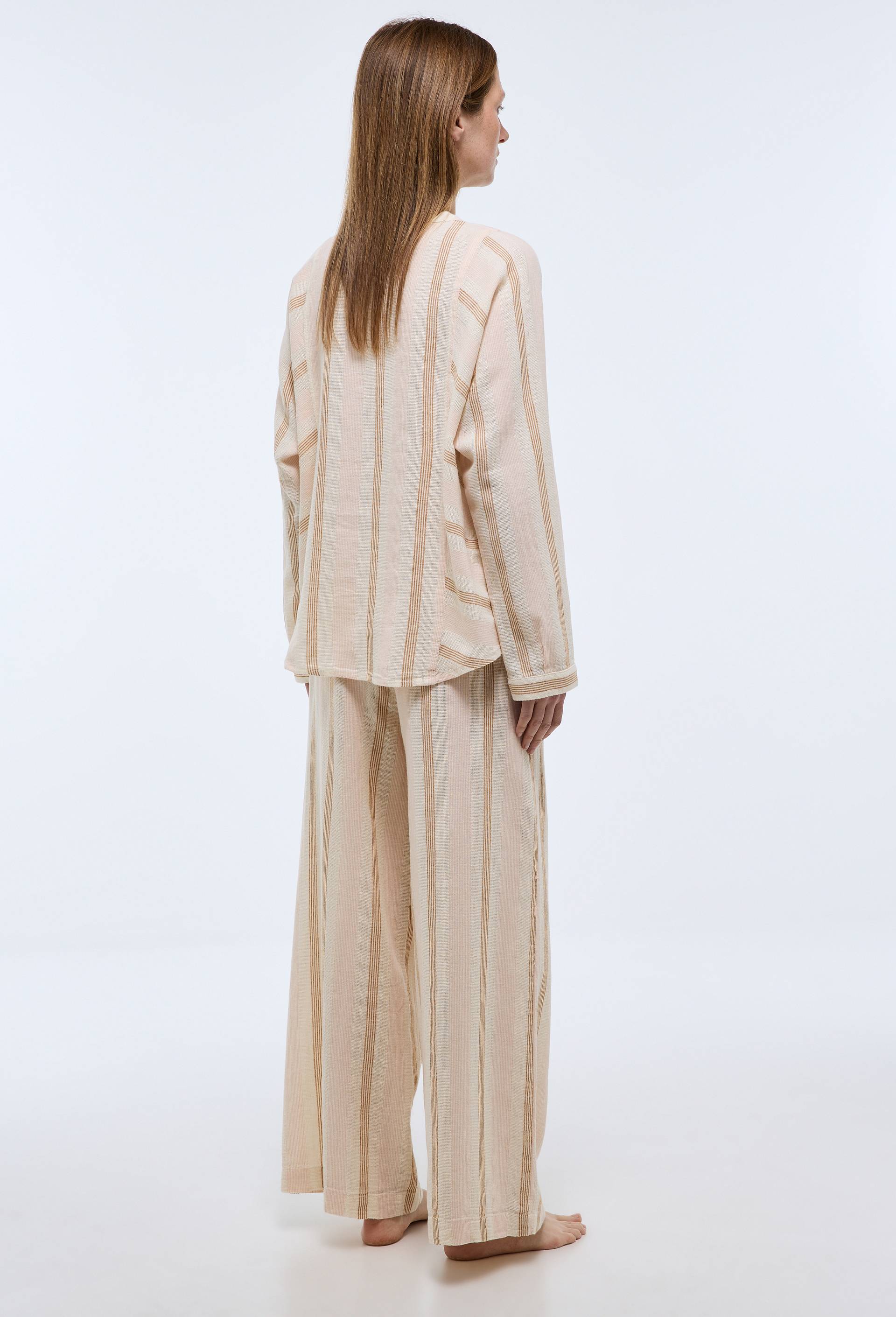 Pyjama ray&eacute; en coton et lin, Rose, large image number 1