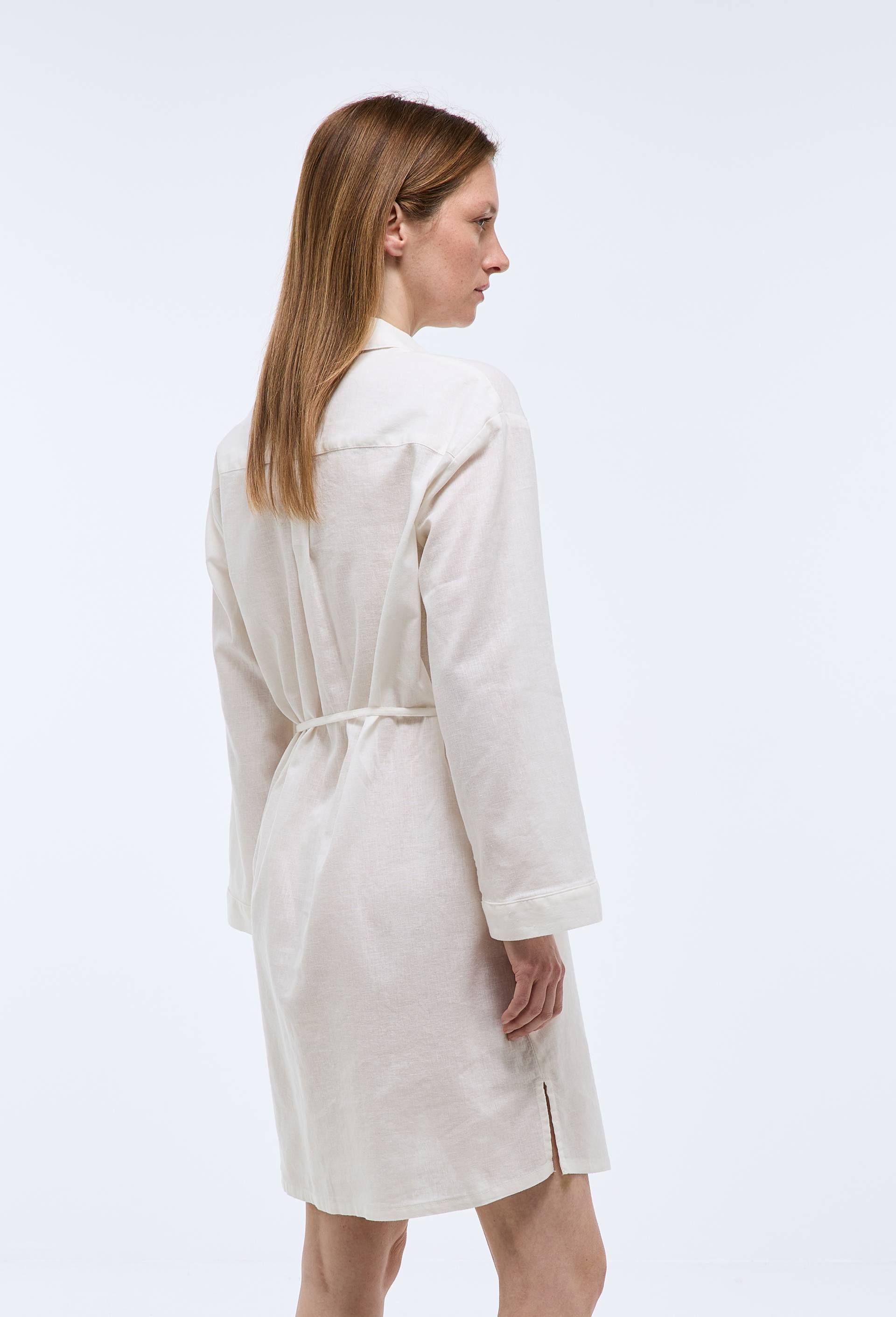 Chemise de nuit unie en lin et coton, Ecru, large image number 1