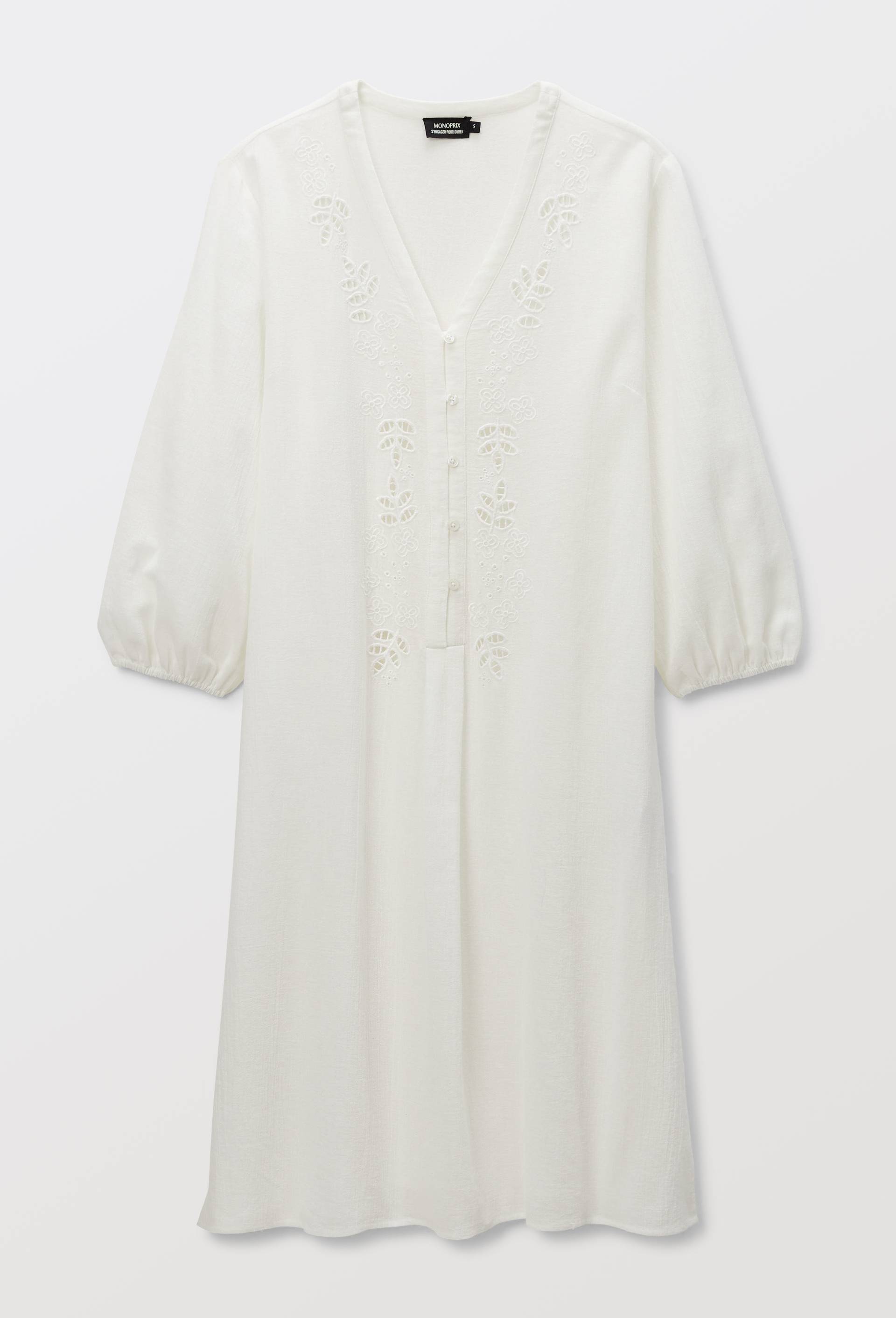 Chemise de nuit unie en coton bio GOTS, Blanc, large image number 2.0