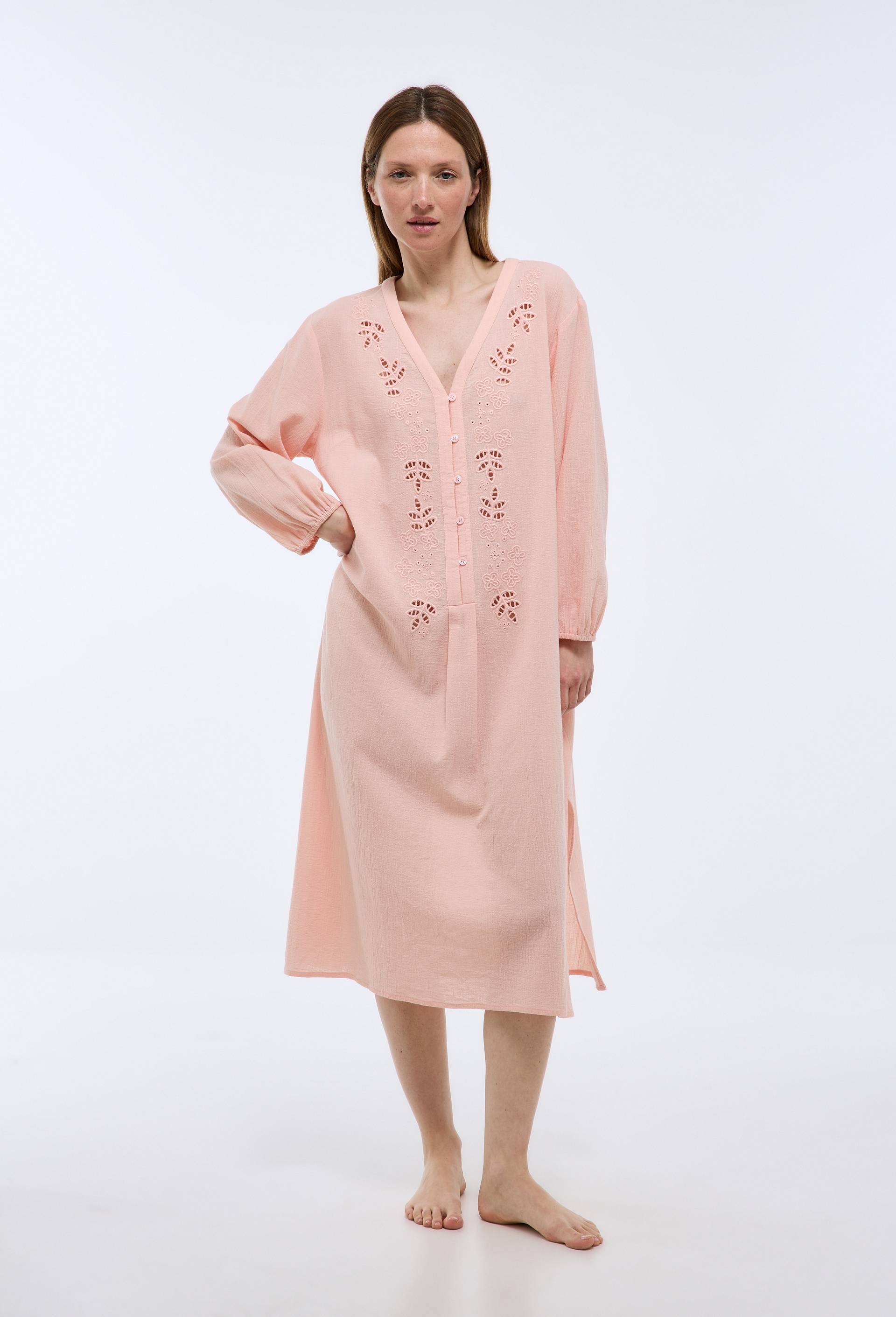 Chemise de nuit unie en coton bio GOTS, Rose, large image number 0