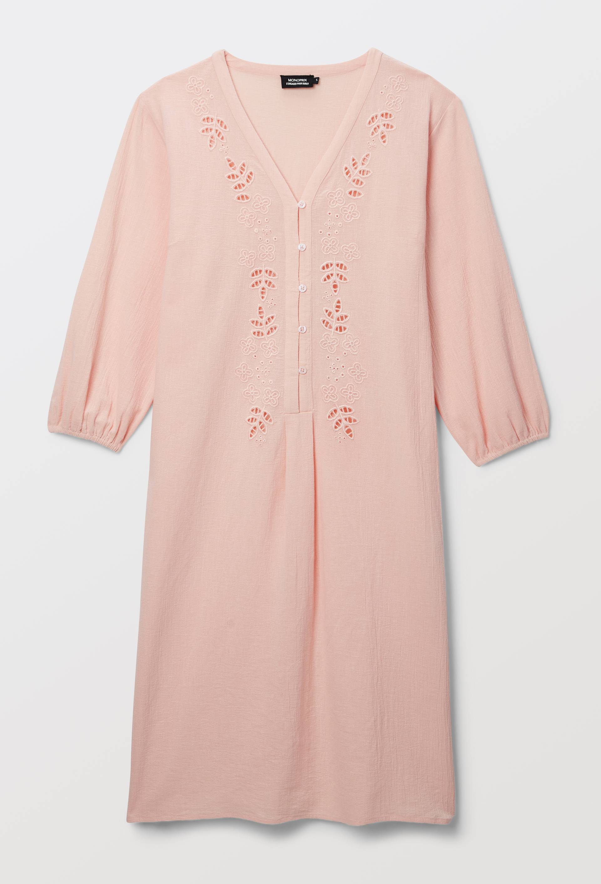 Chemise de nuit unie en coton bio GOTS, Rose, large image number 2.0
