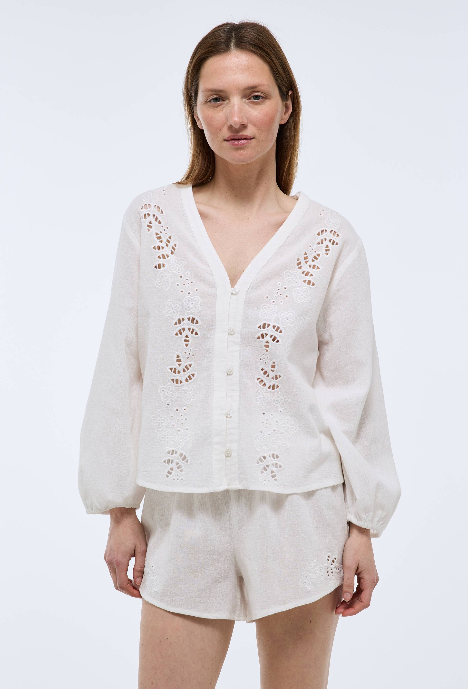Short uni en coton bio GOTS, Blanc, large image number 0.0