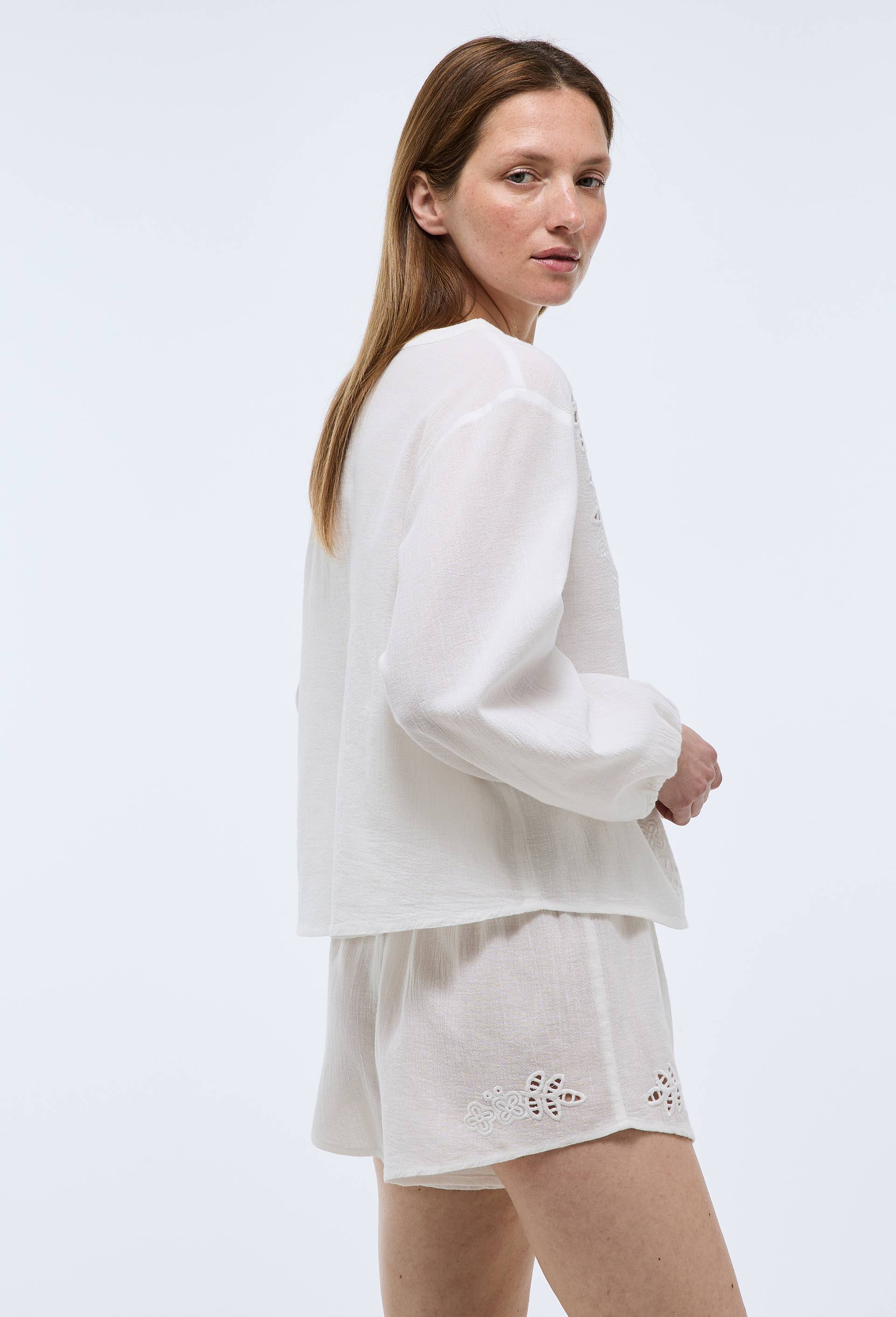 Short uni en coton bio GOTS, Blanc, large image number 1.0