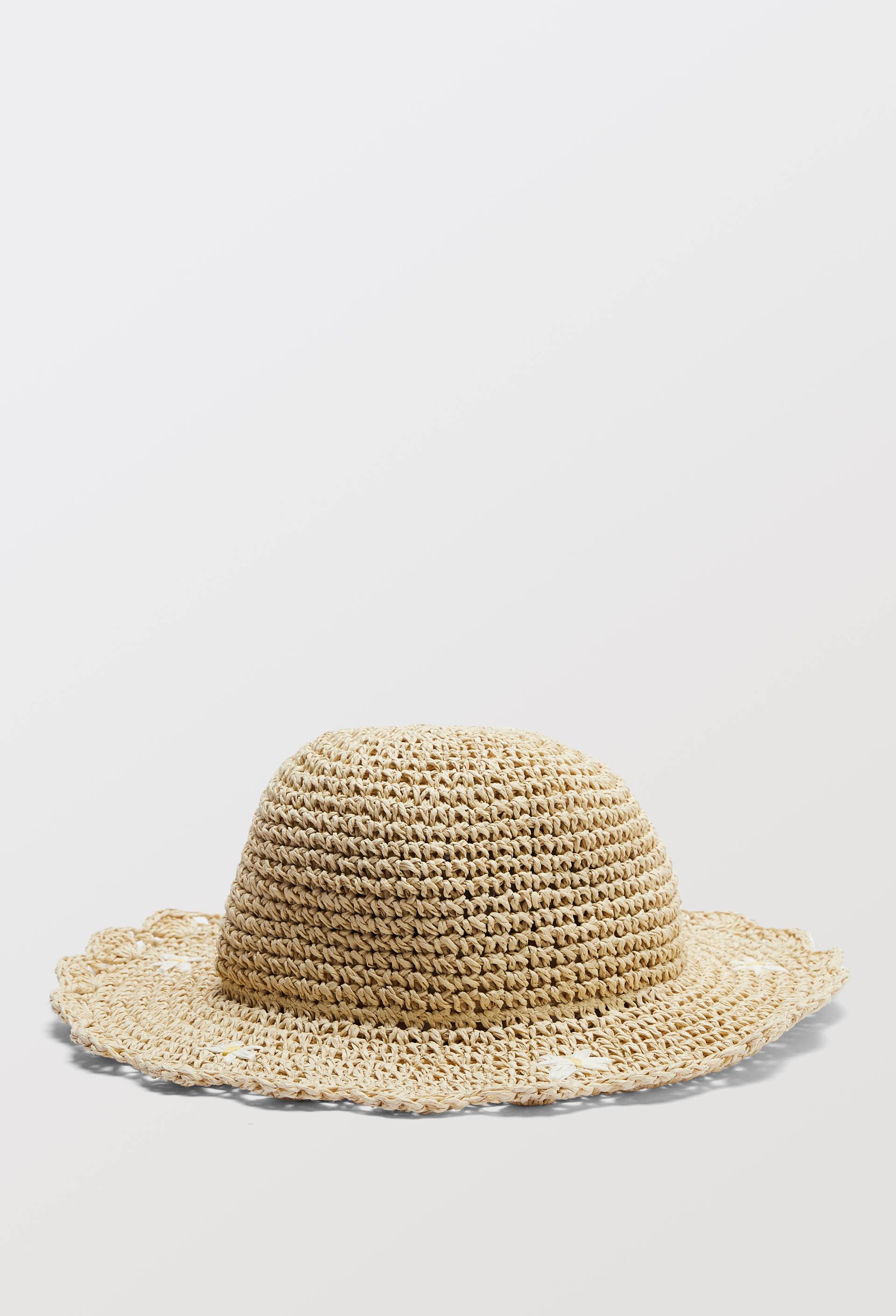 Chapeau effet paille brod&eacute;, Beige clair, large image number 0.0