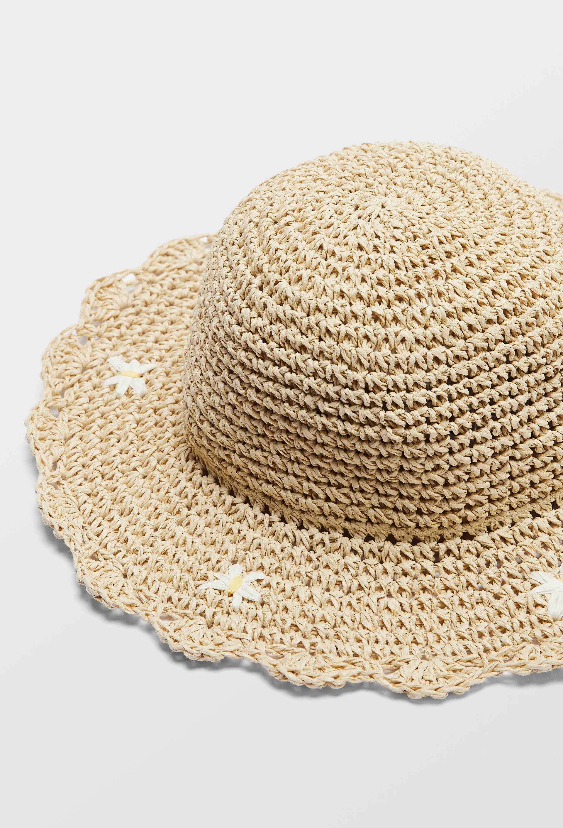 Chapeau effet paille brod&eacute;, Beige clair, large image number 1.0