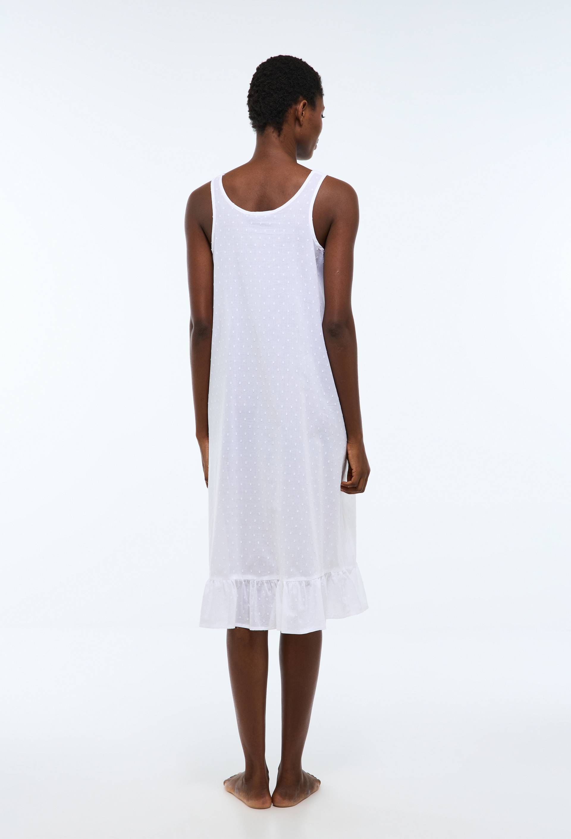 Chemise de nuit unie en plumetis de coton bio GOTS, Blanc, large image number 1