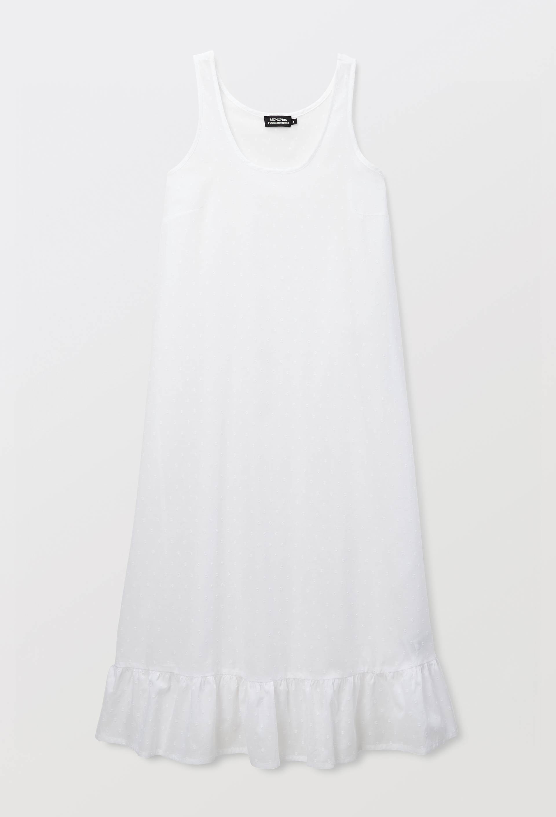 Chemise de nuit unie en plumetis de coton bio GOTS, Blanc, large image number 2