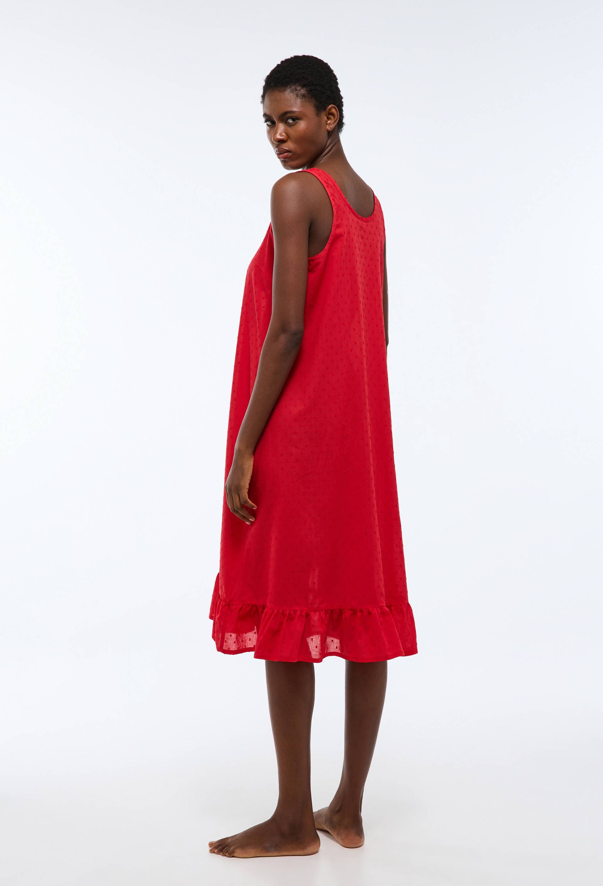 Chemise de nuit unie en plumetis de coton bio GOTS, Rouge, large image number 1.0