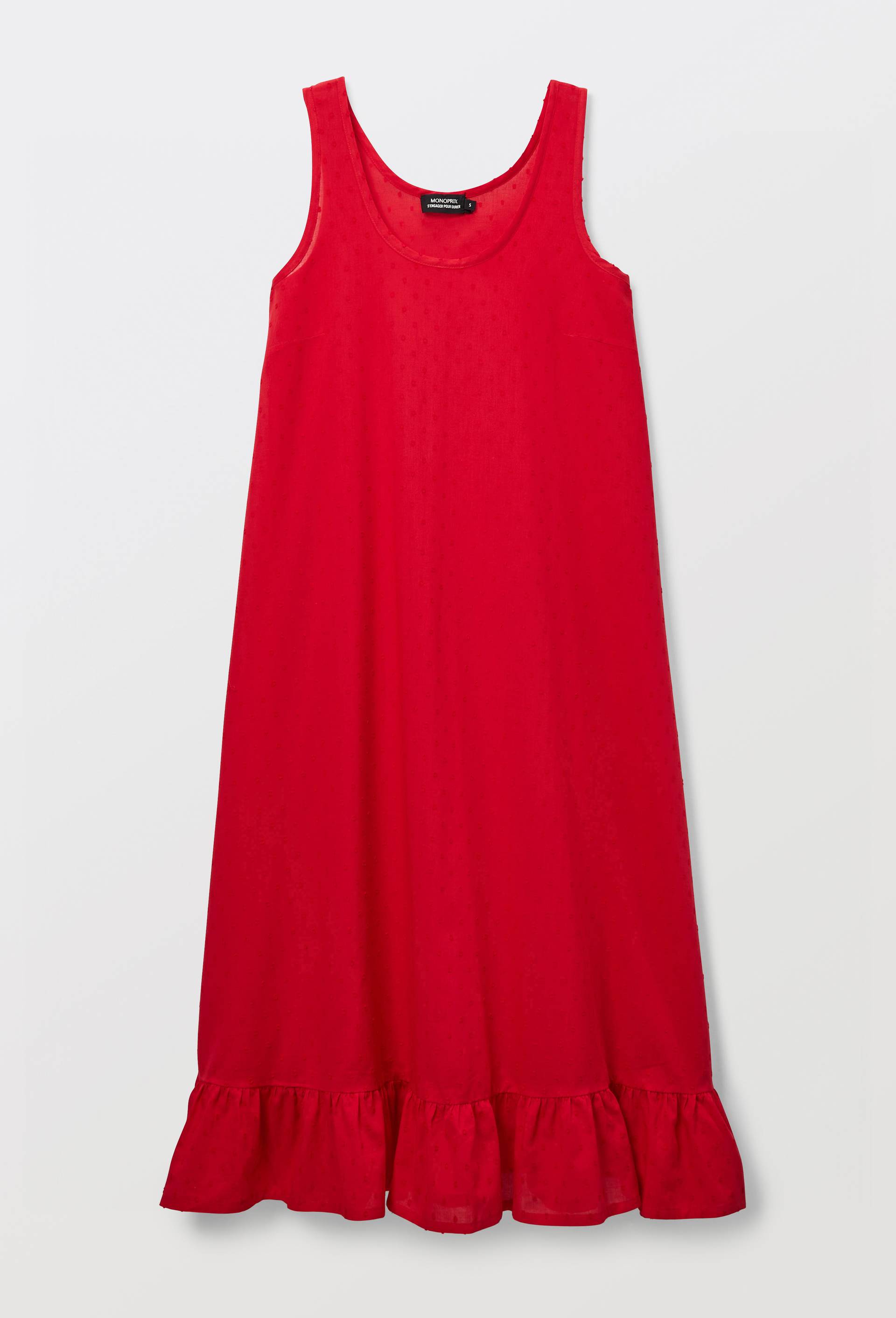 Chemise de nuit unie en plumetis de coton bio GOTS, Rouge, large image number 2