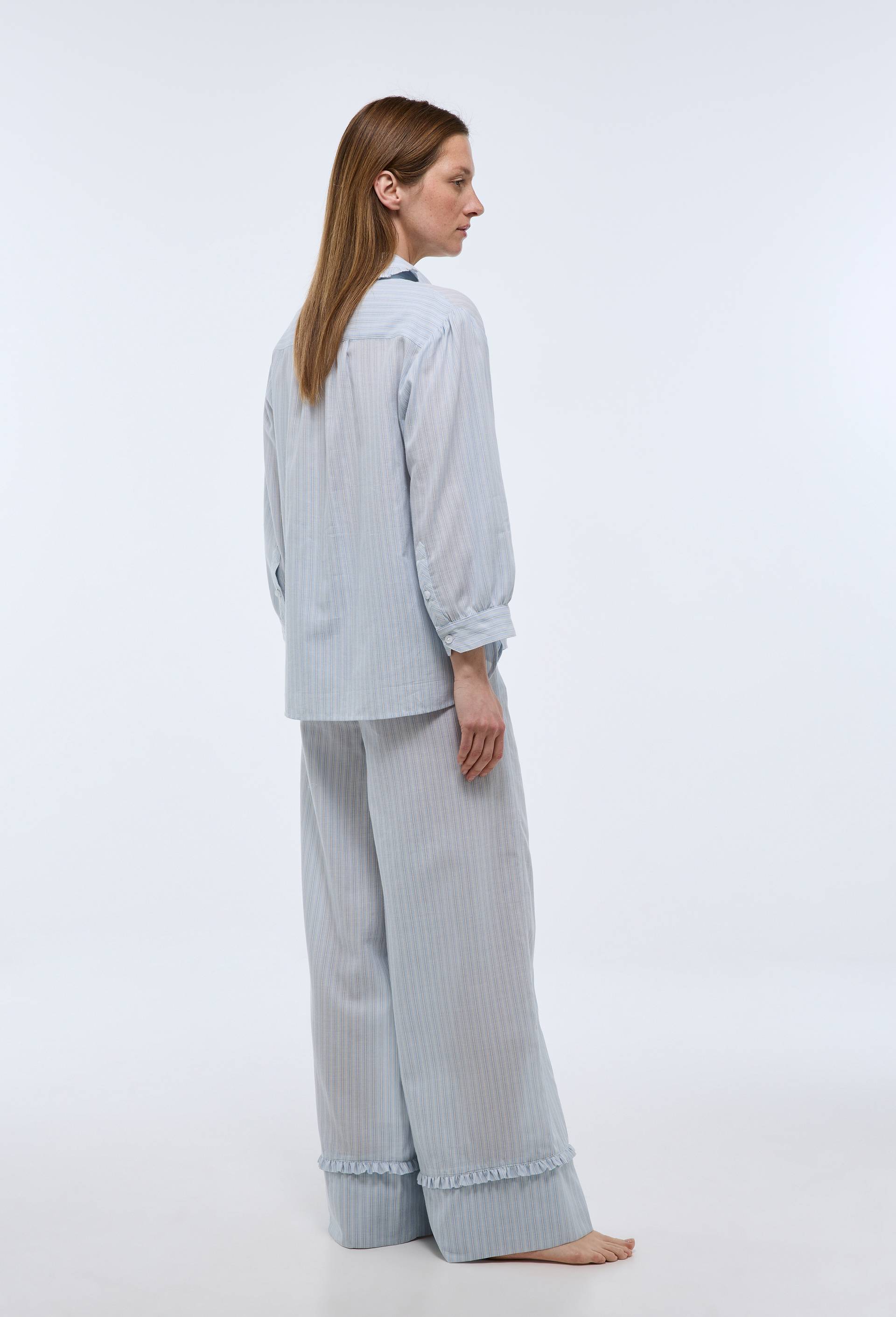 Pantalon ray&eacute; en coton bio GOTS, Bleu, large image number 1