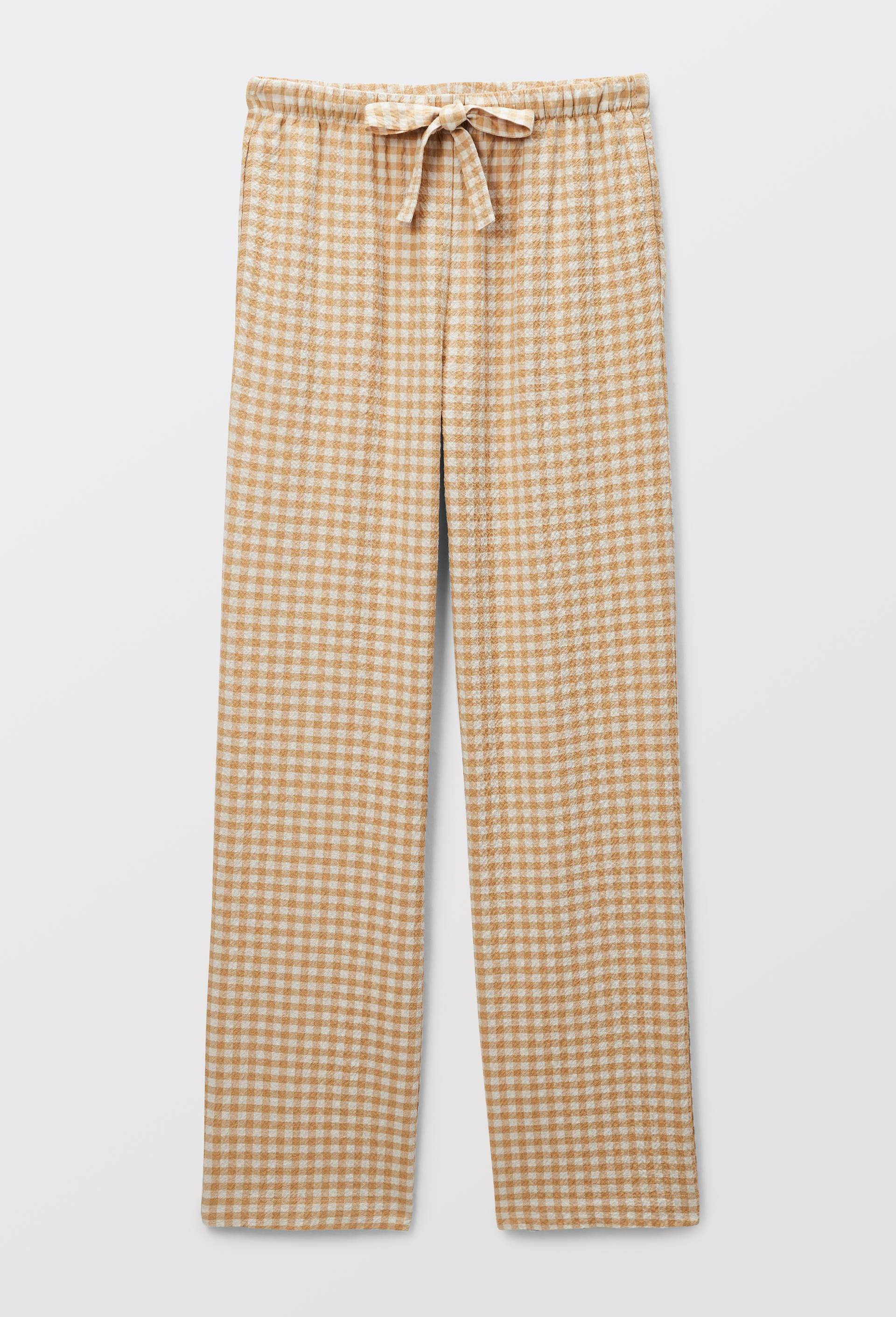 Pantalon vichy en coton et viscose, Beige, large image number 2