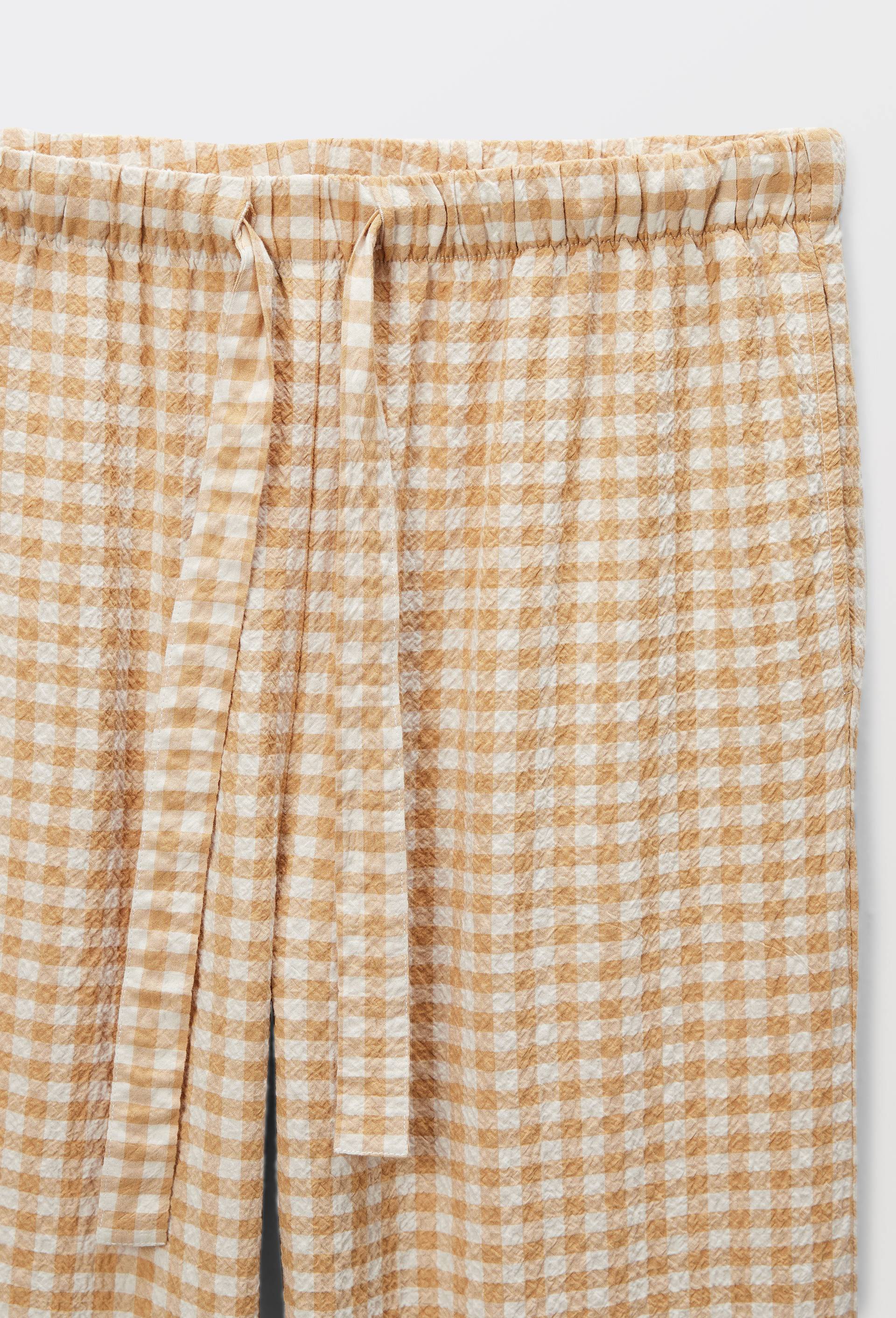 Pantalon vichy en coton et viscose, Beige, large image number 3