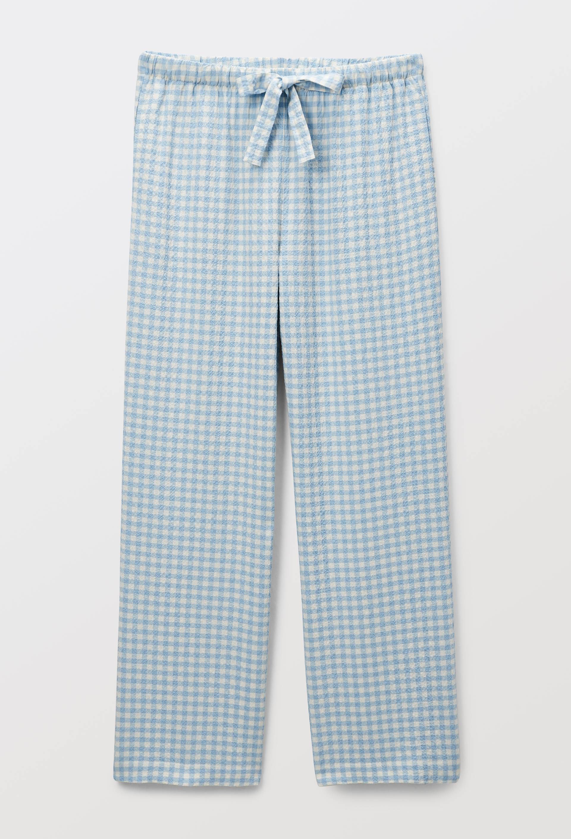 Pantalon vichy en coton et viscose, Bleu, large image number 2