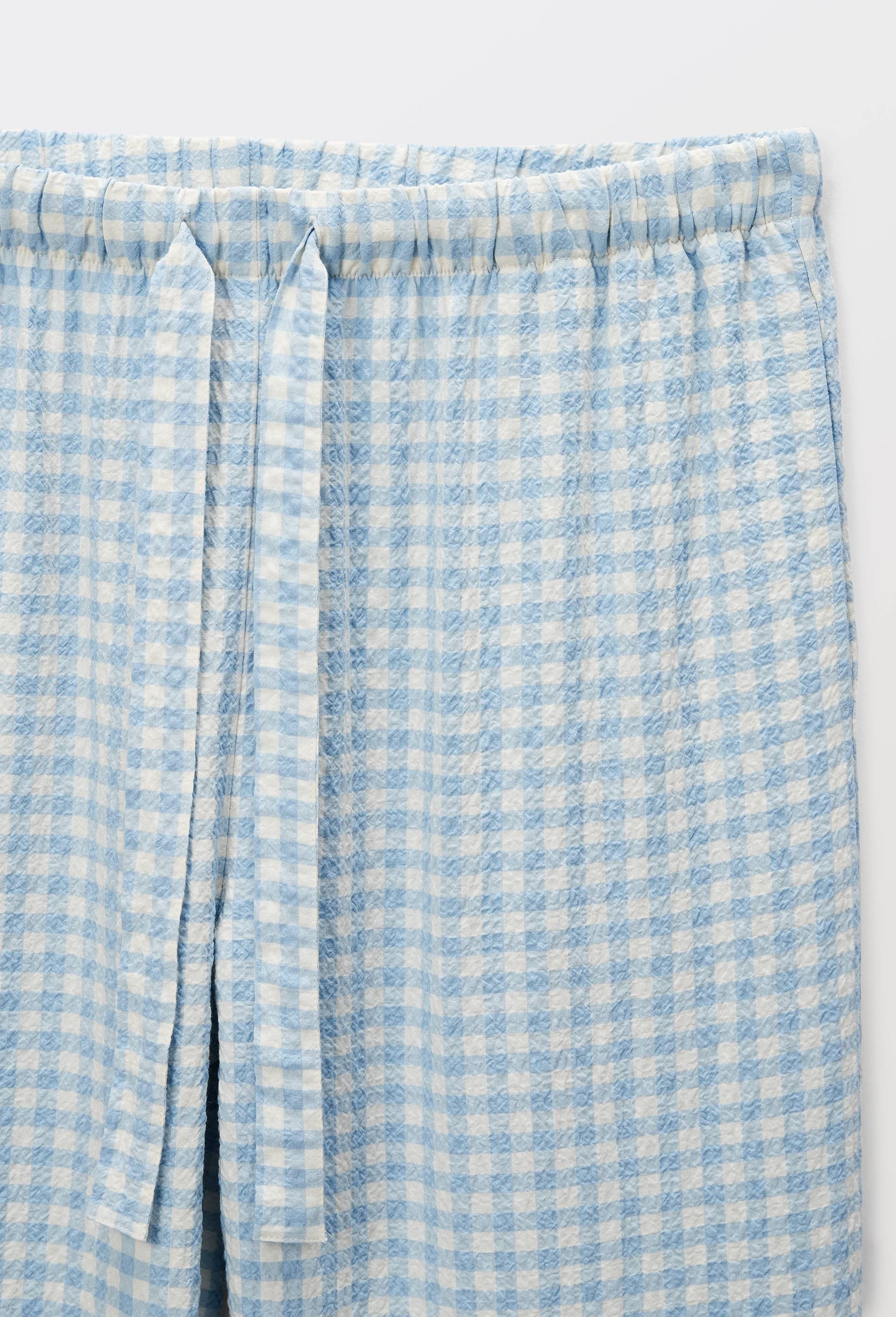 Pantalon vichy en coton et viscose, Bleu, large image number 3