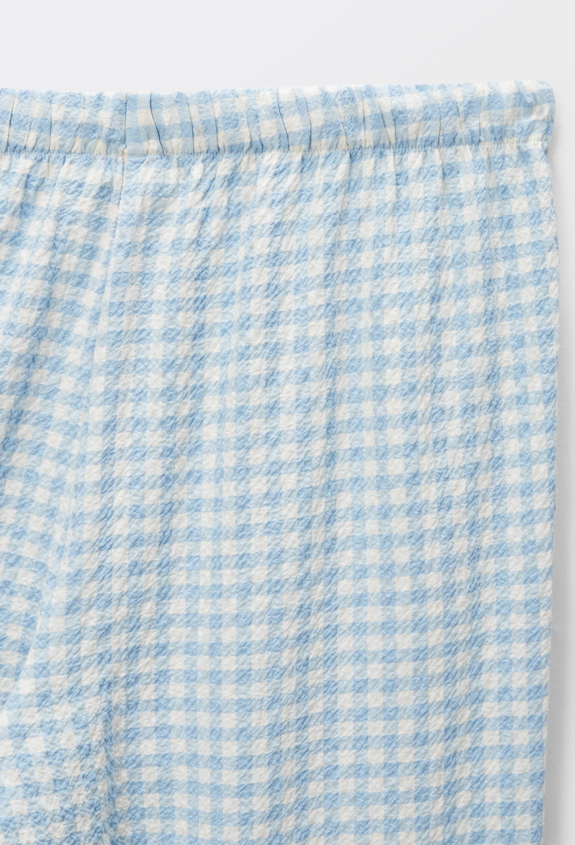 Pantalon vichy en coton et viscose, Bleu, large image number 4.0