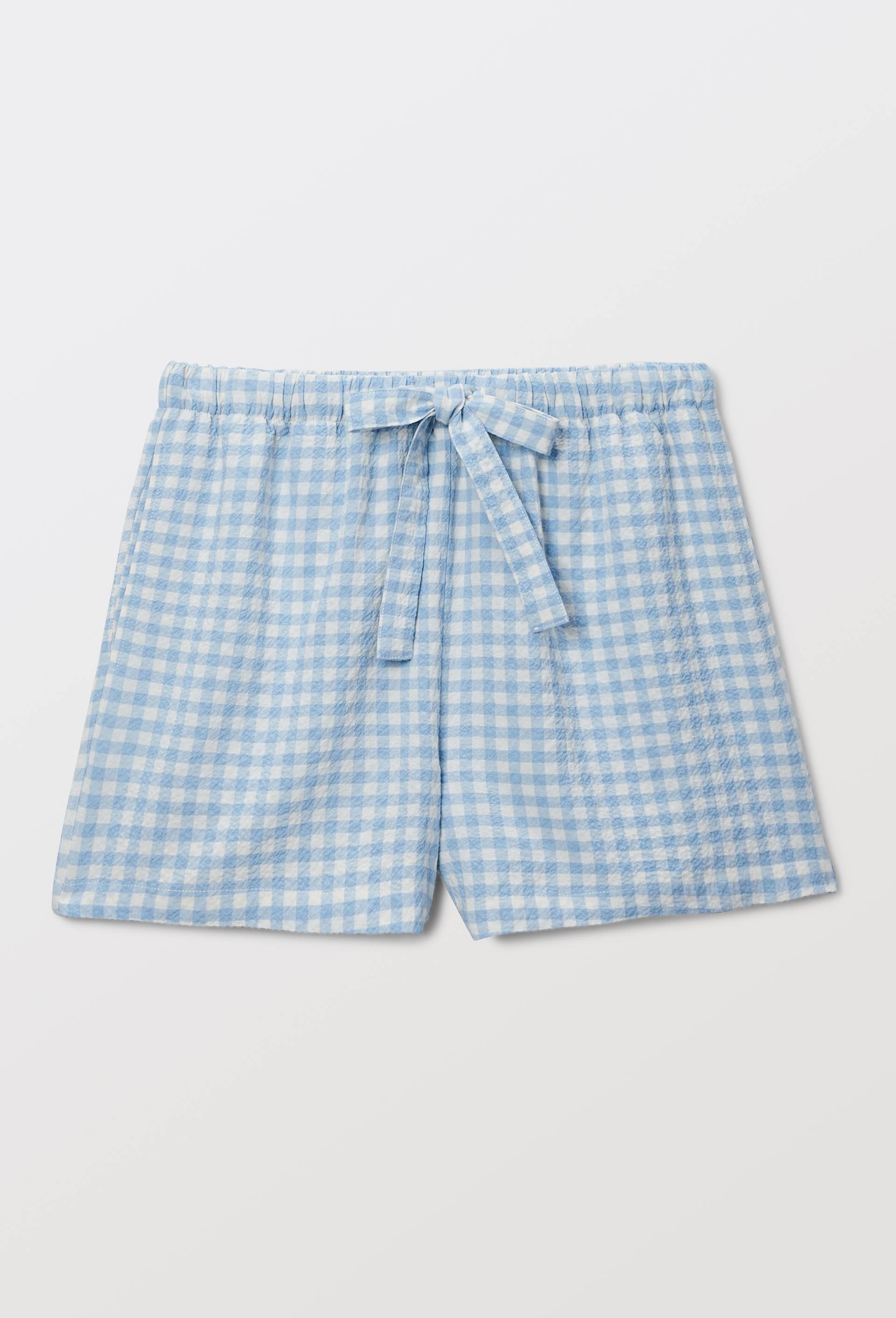 Short vichy en viscose et coton, Bleu, large image number 2.0