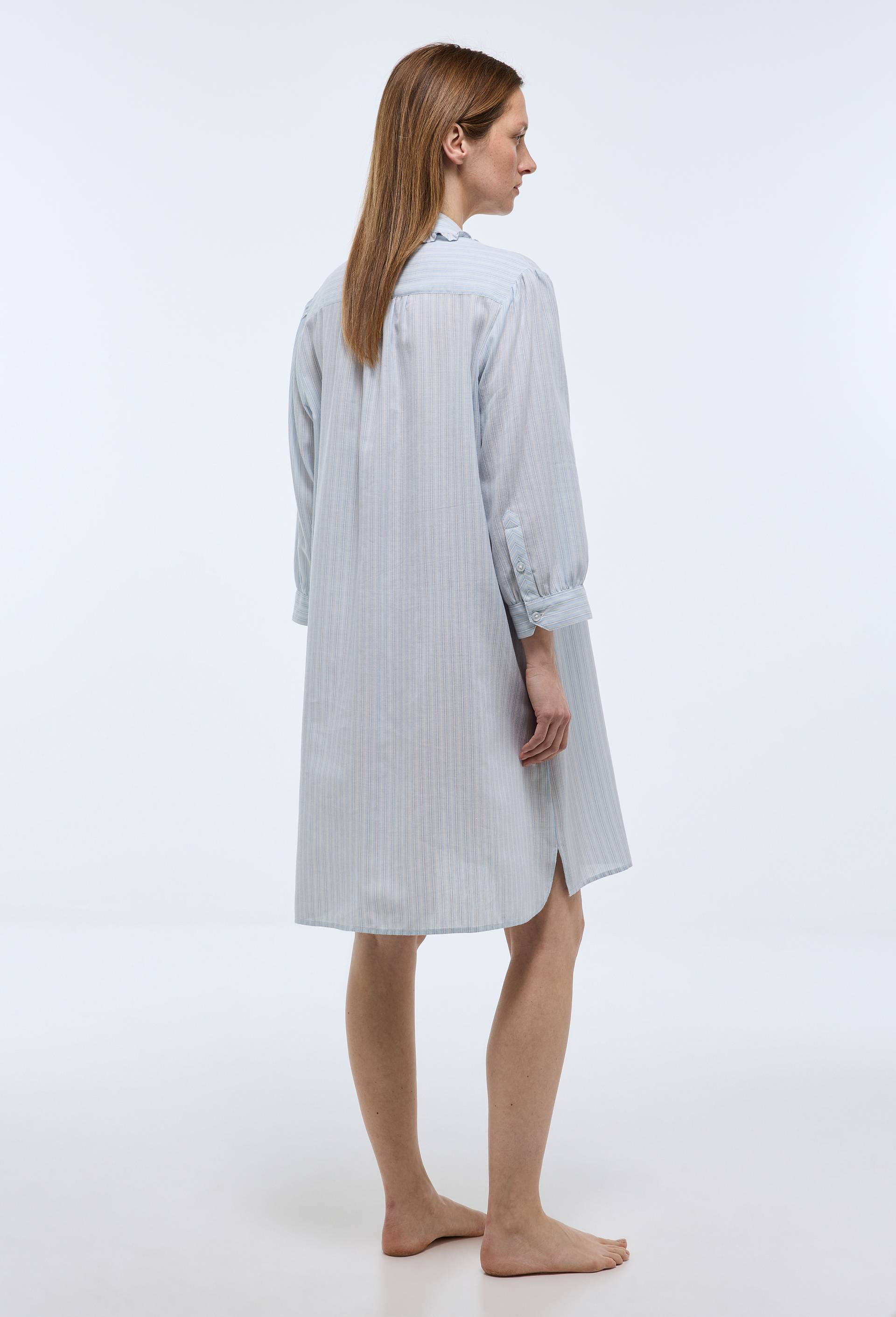 Chemise de nuit ray&eacute;e en voile de coton bio GOTS, Bleu, large image number 1.0