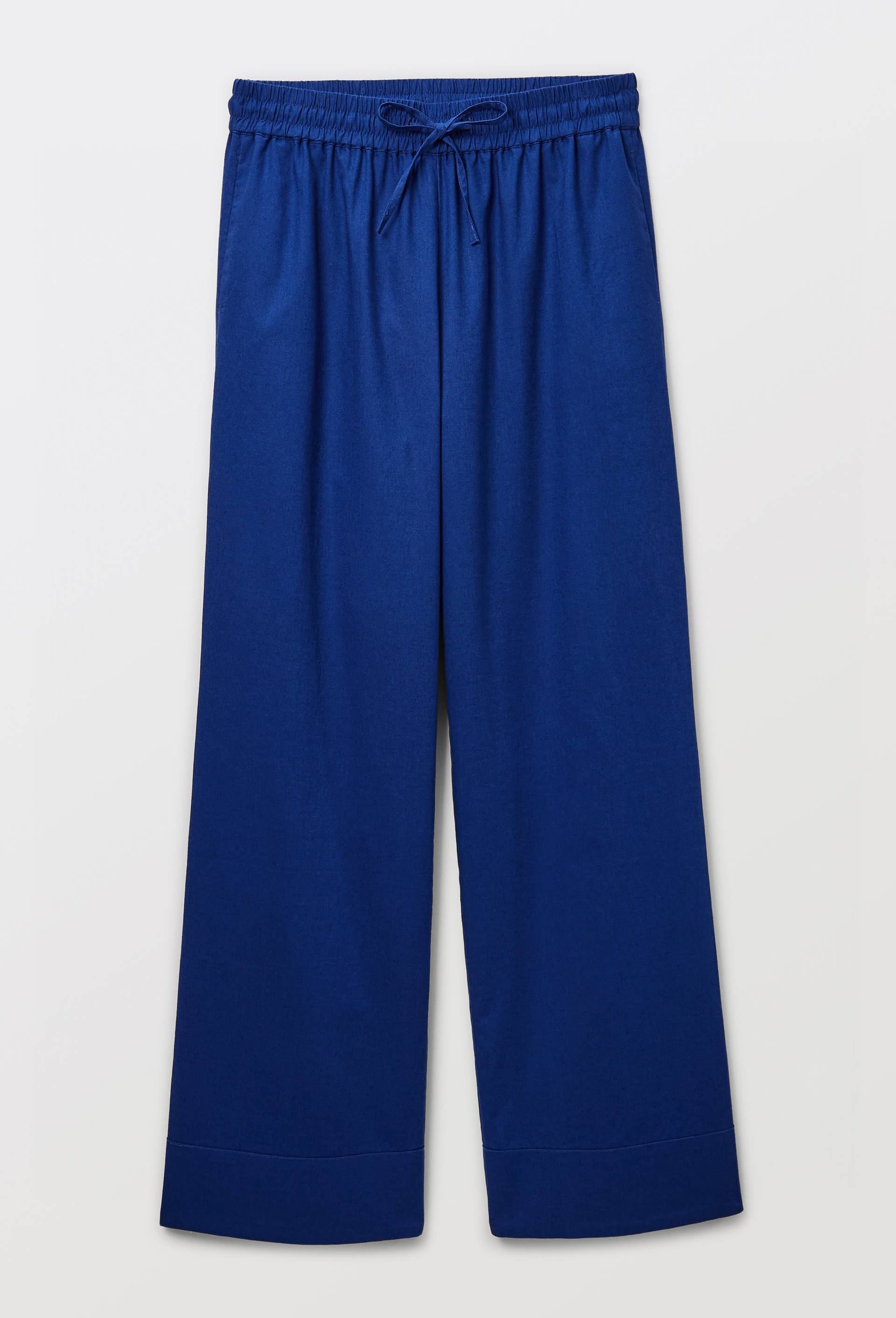 Pantalon uni en lin et coton, Bleu, large image number 2