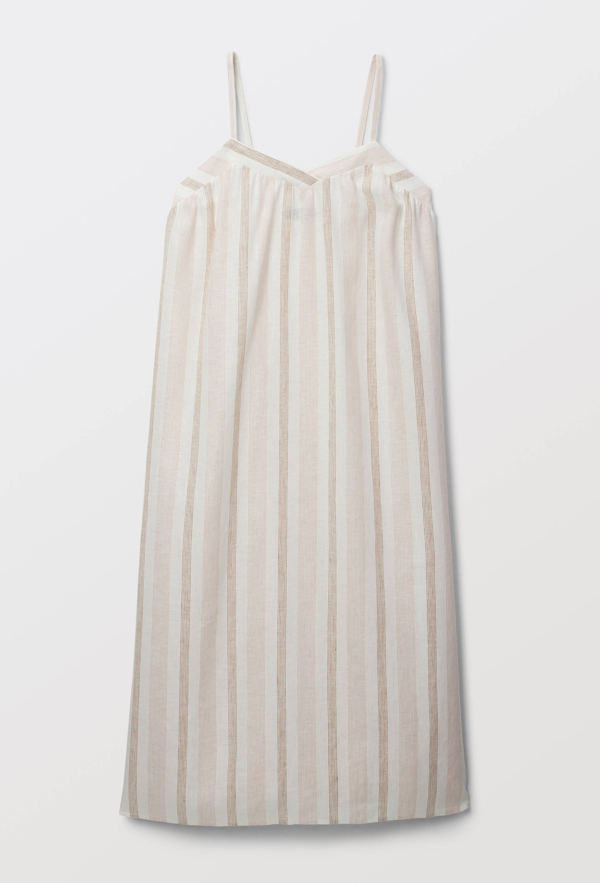 Chemise de nuit ray&eacute;e en lin et coton, Rose, large image number 2