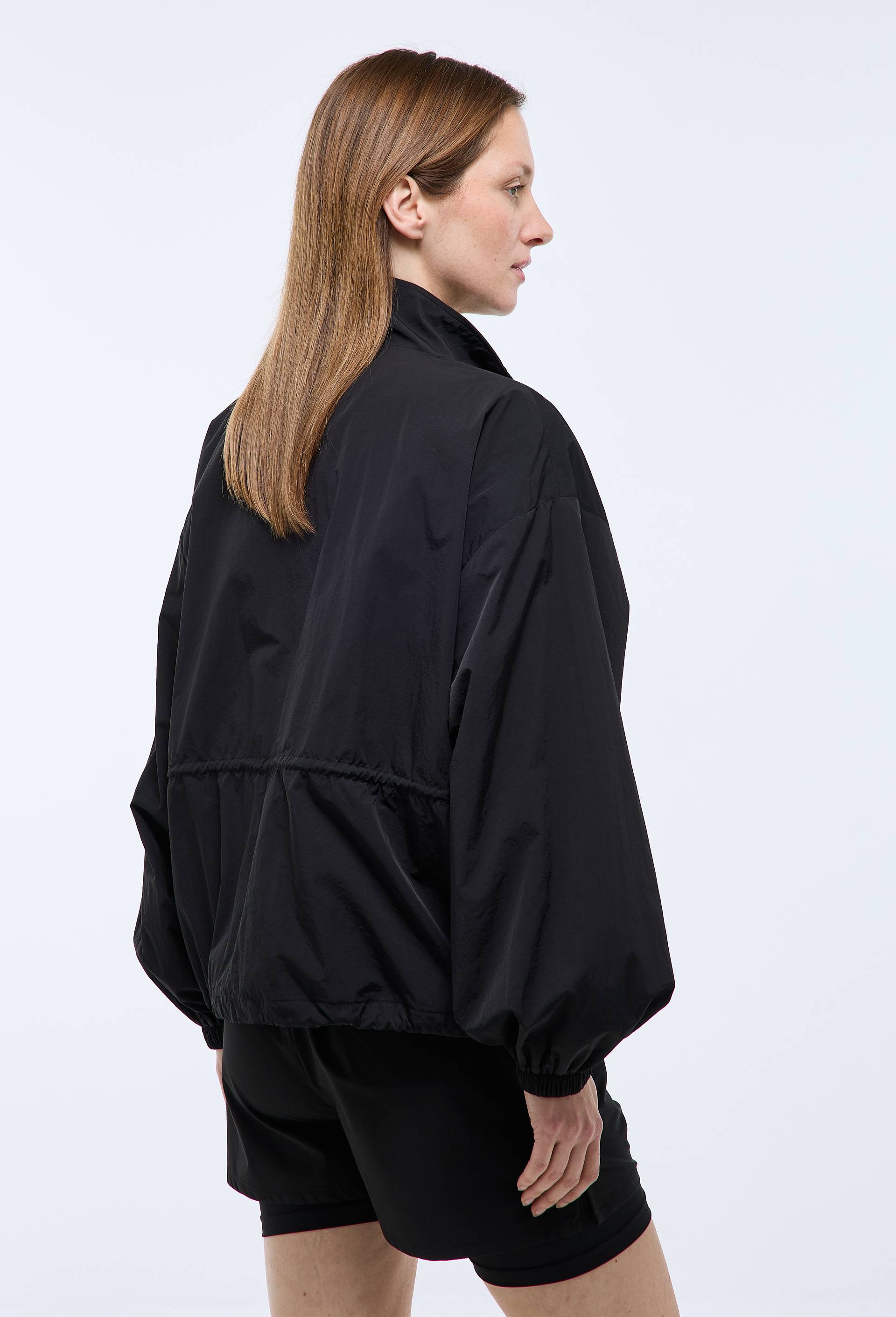 Veste zipp&eacute;e unie en polyamide, Noir, large image number 1