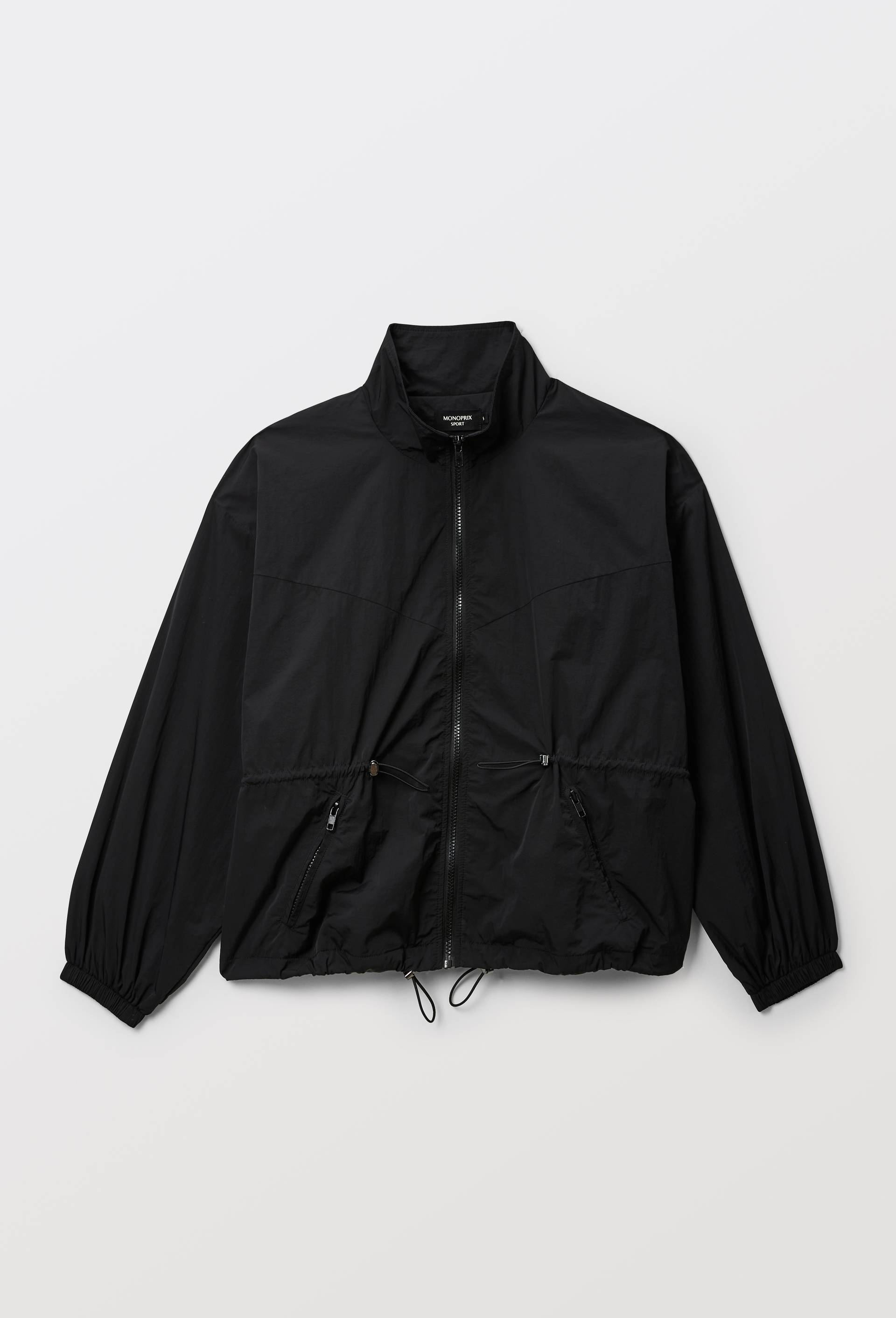Veste zipp&eacute;e unie en polyamide, Noir, large image number 2