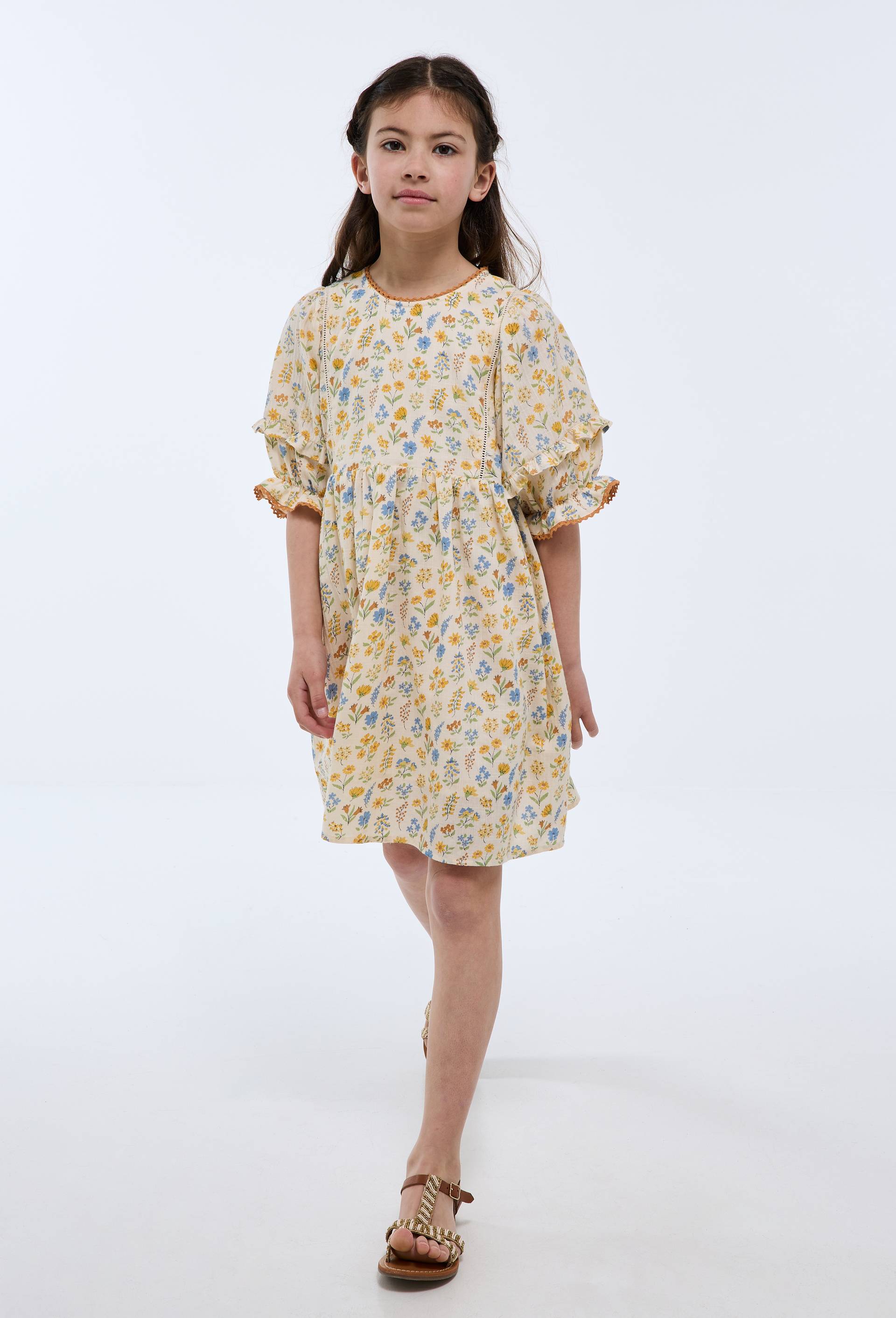 Robe imprim&eacute;e &agrave; fleurs, Beige clair, large image number 0.0