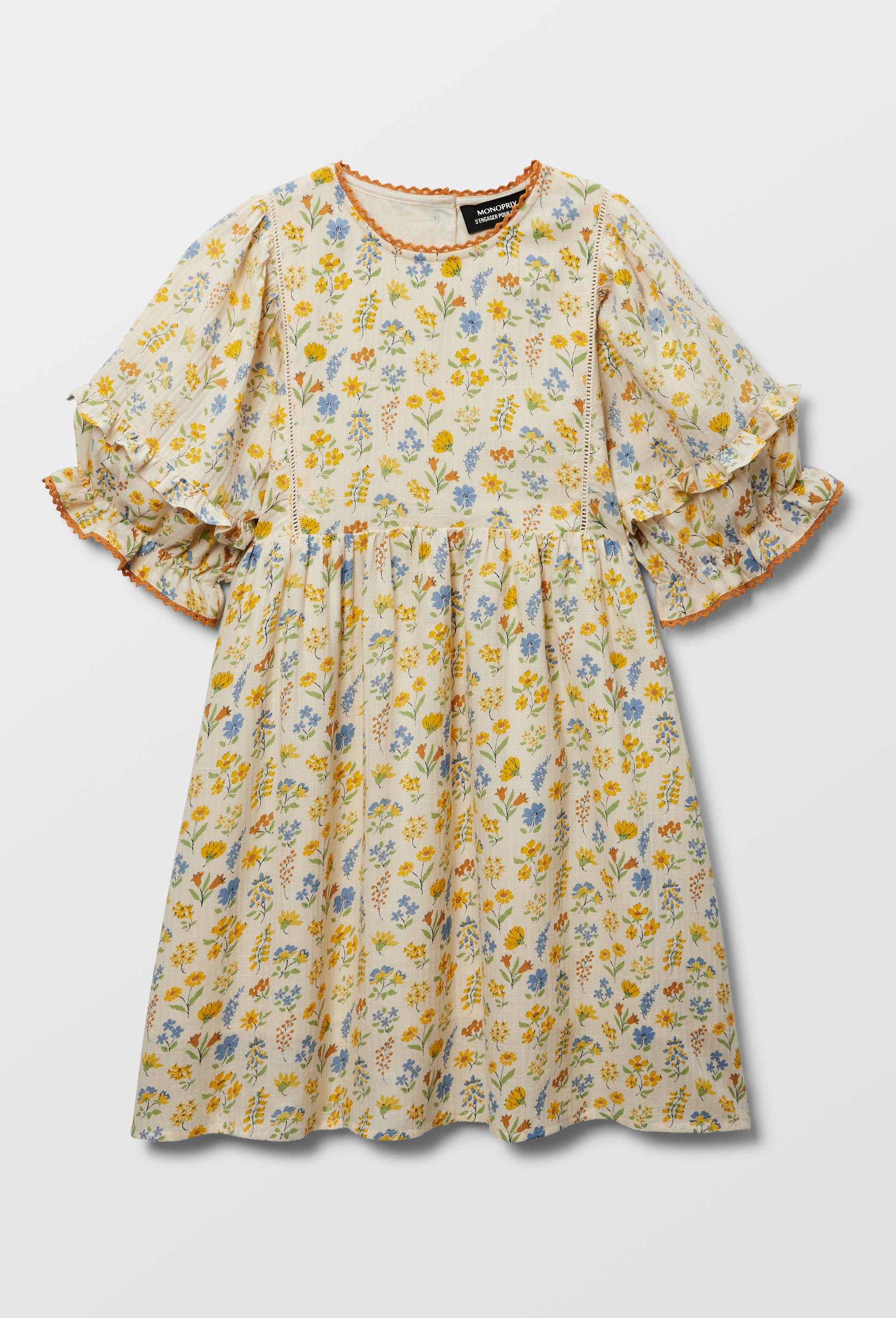 Robe imprim&eacute;e &agrave; fleurs, Beige clair, large image number 1.0
