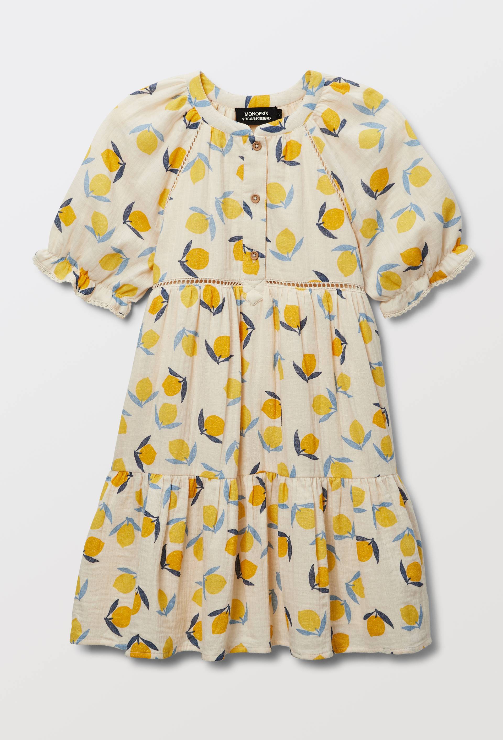 Robe imprim&eacute;e citrons, Beige clair, large image number 2.0