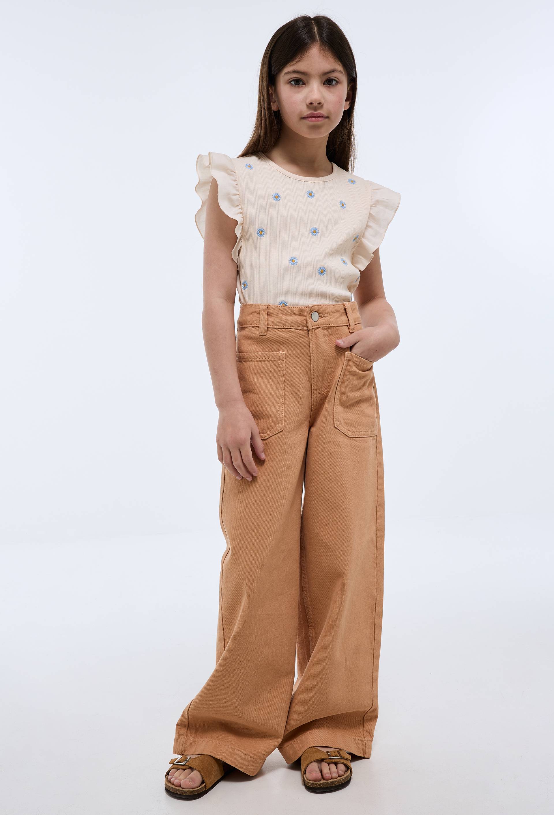Pantalon en twill en coton, Jaune clair, large image number 0