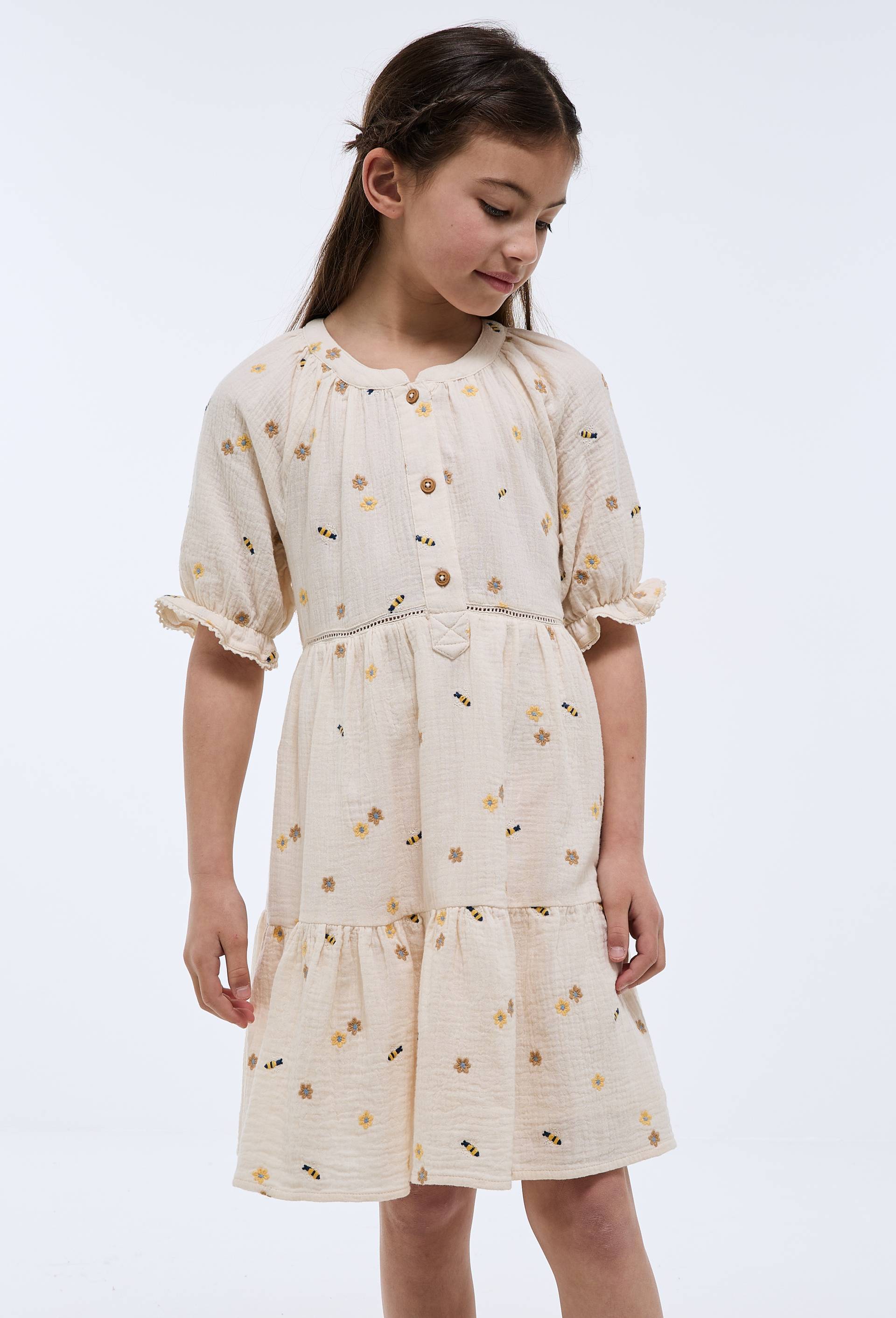 Robe imprim&eacute;e en gaze de coton, Beige clair, large image number 0