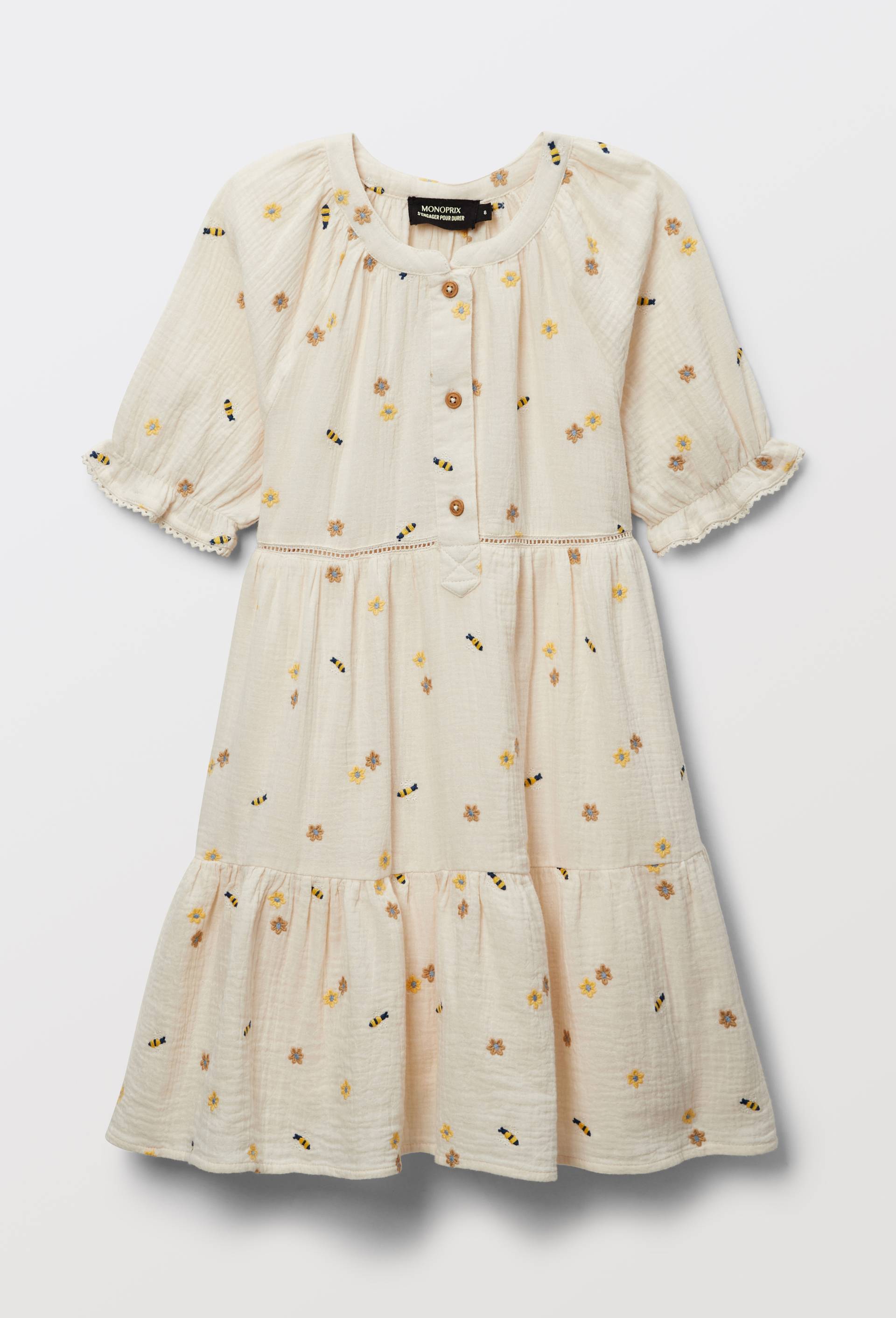 Robe imprim&eacute;e en gaze de coton, Beige clair, large image number 1