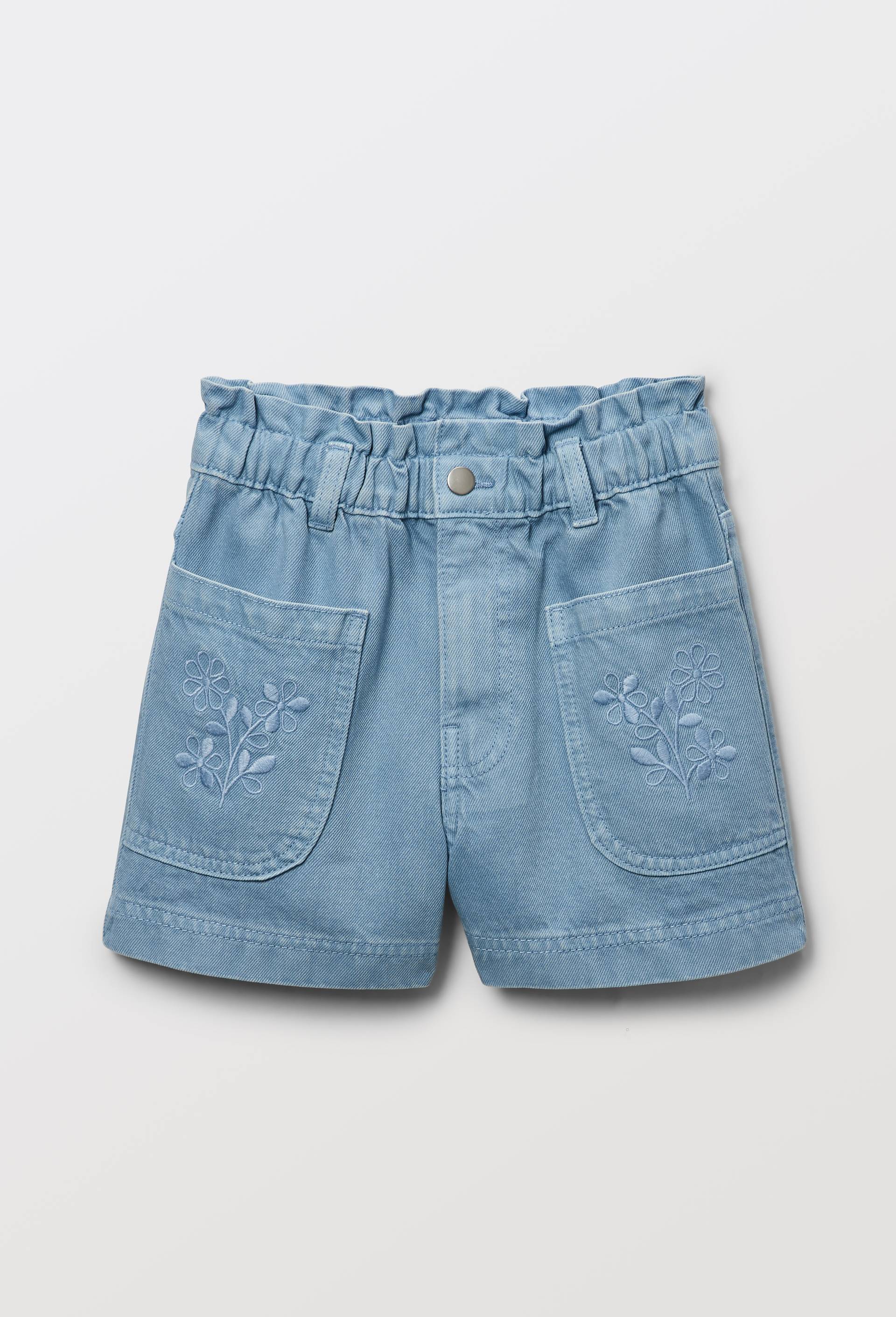 Short poches brod&eacute;es, Bleu, large image number 1.0