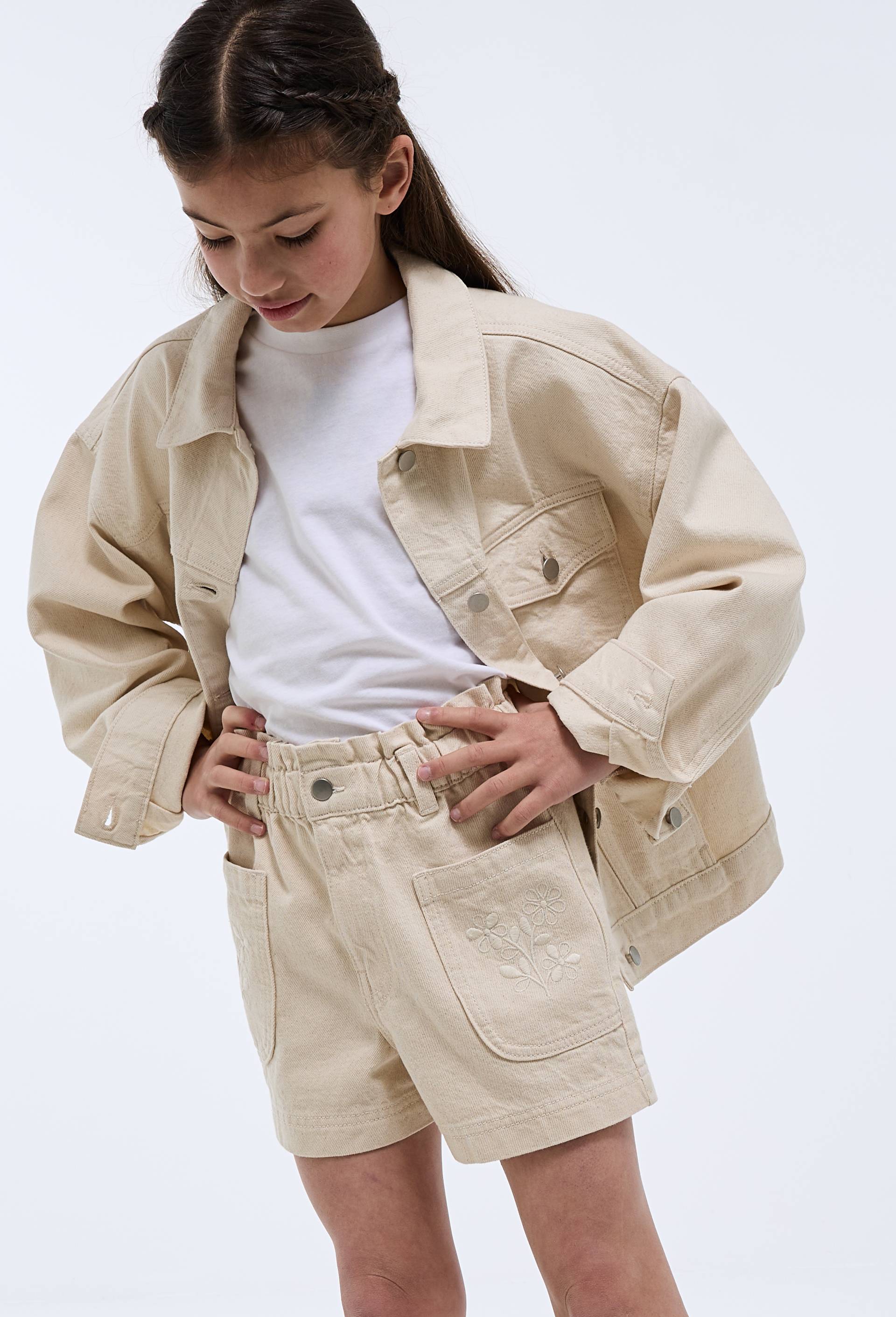 Short poches brod&eacute;es, Beige clair, large image number 0.0