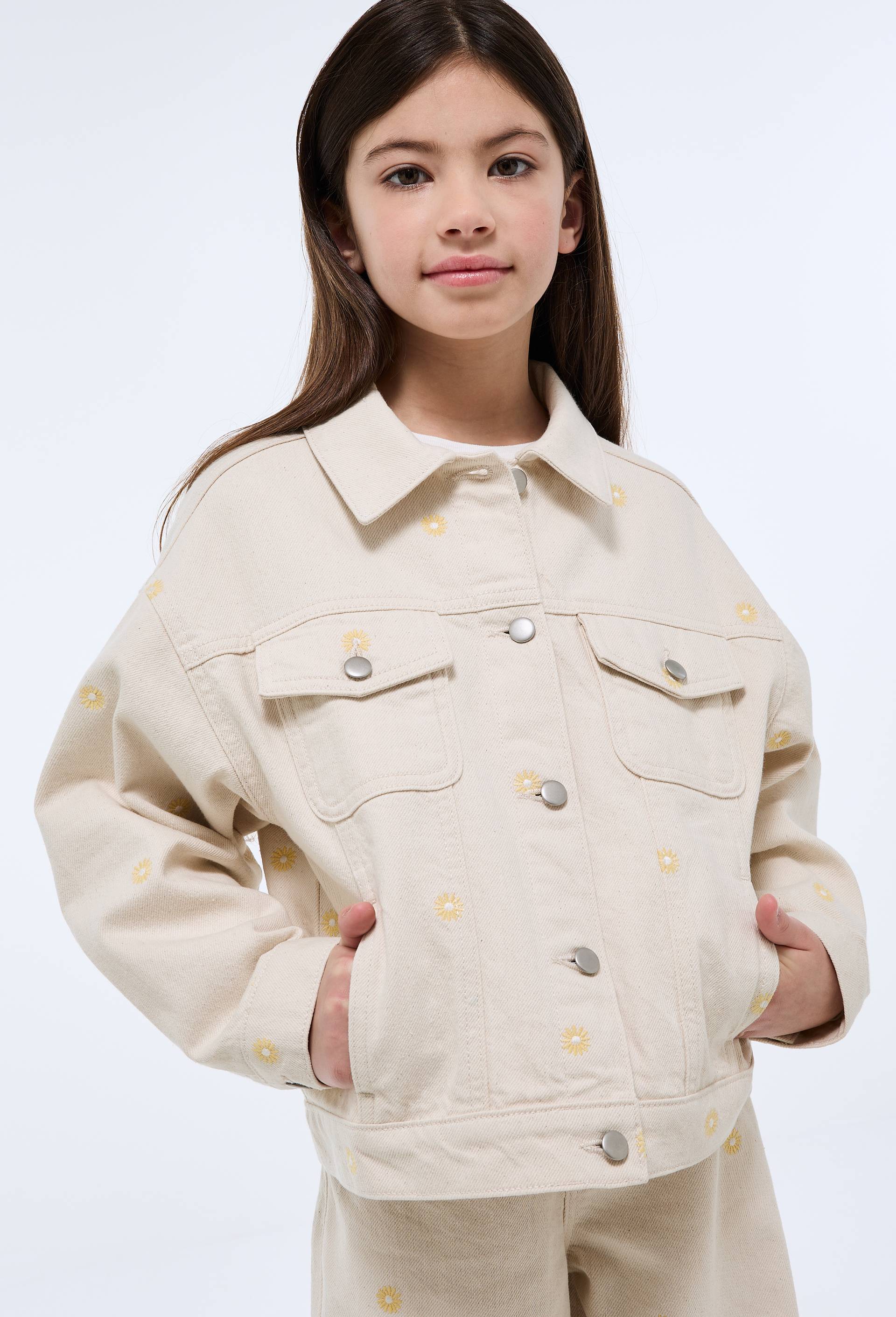 Veste brod&eacute;e en jean, Beige clair, large image number 0.0