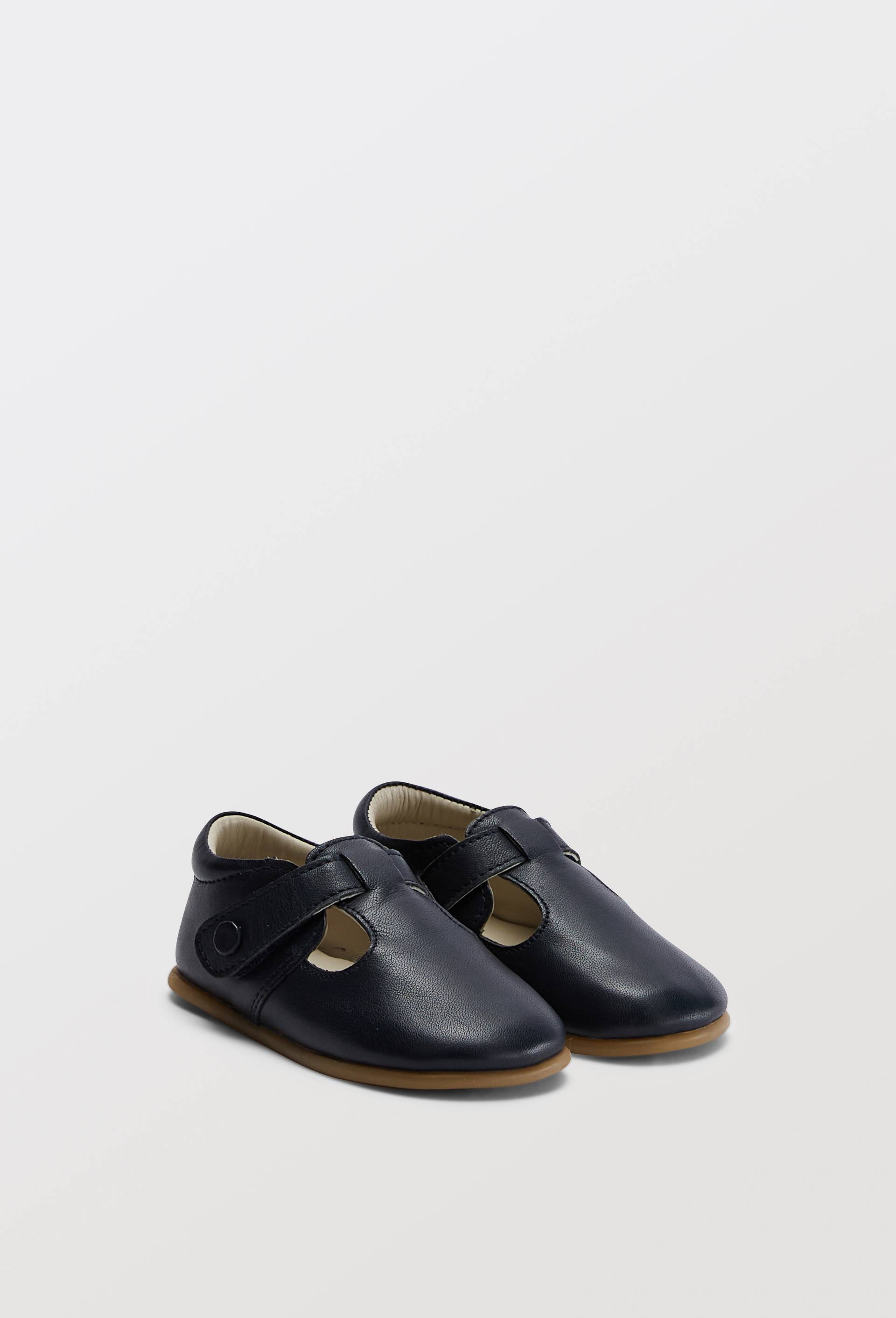 CHAUSSONS SOUPLES EN CUIR, Bleu fonc&eacute;, large image number 0