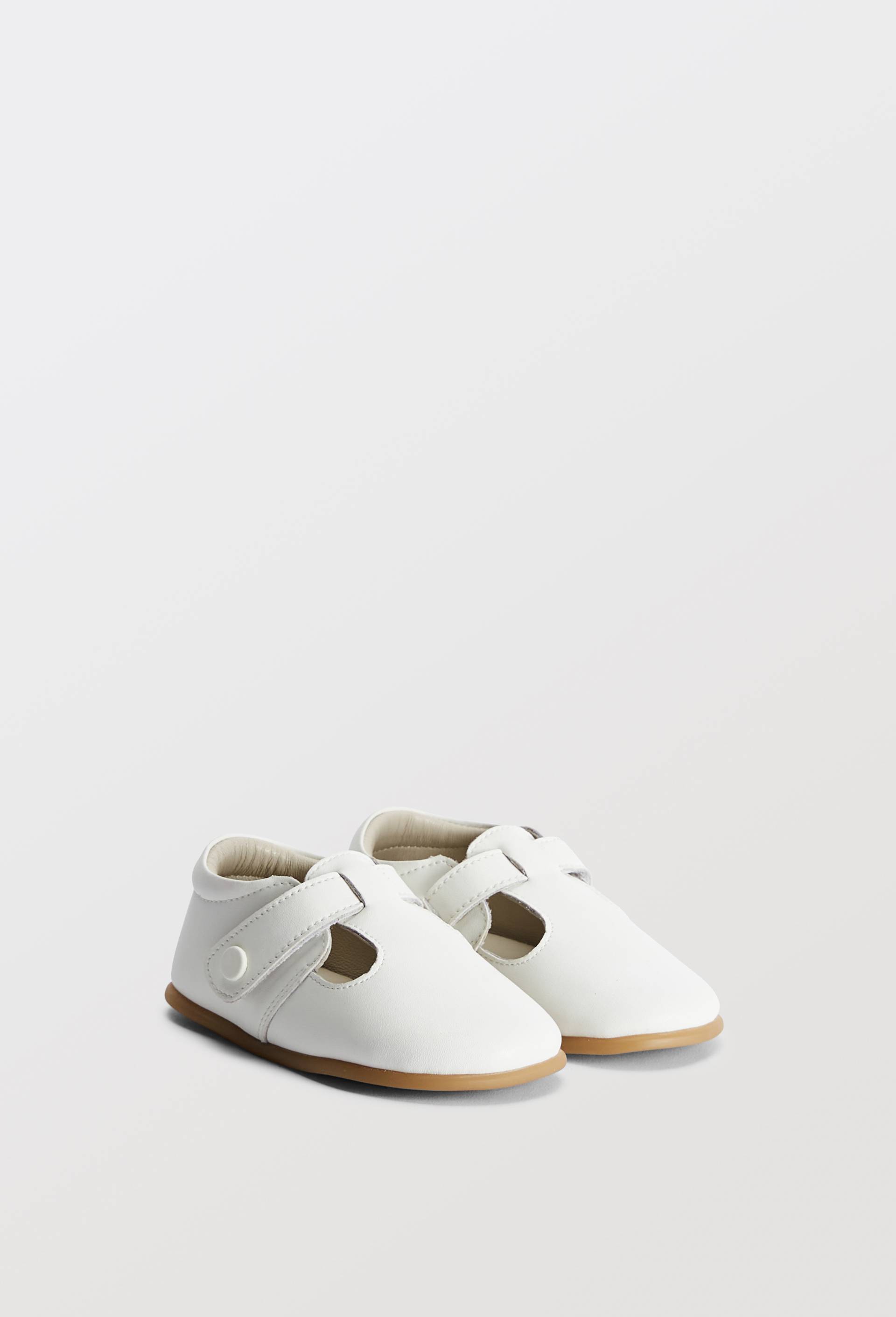 CHAUSSONS SOUPLES EN CUIR, Blanc, large