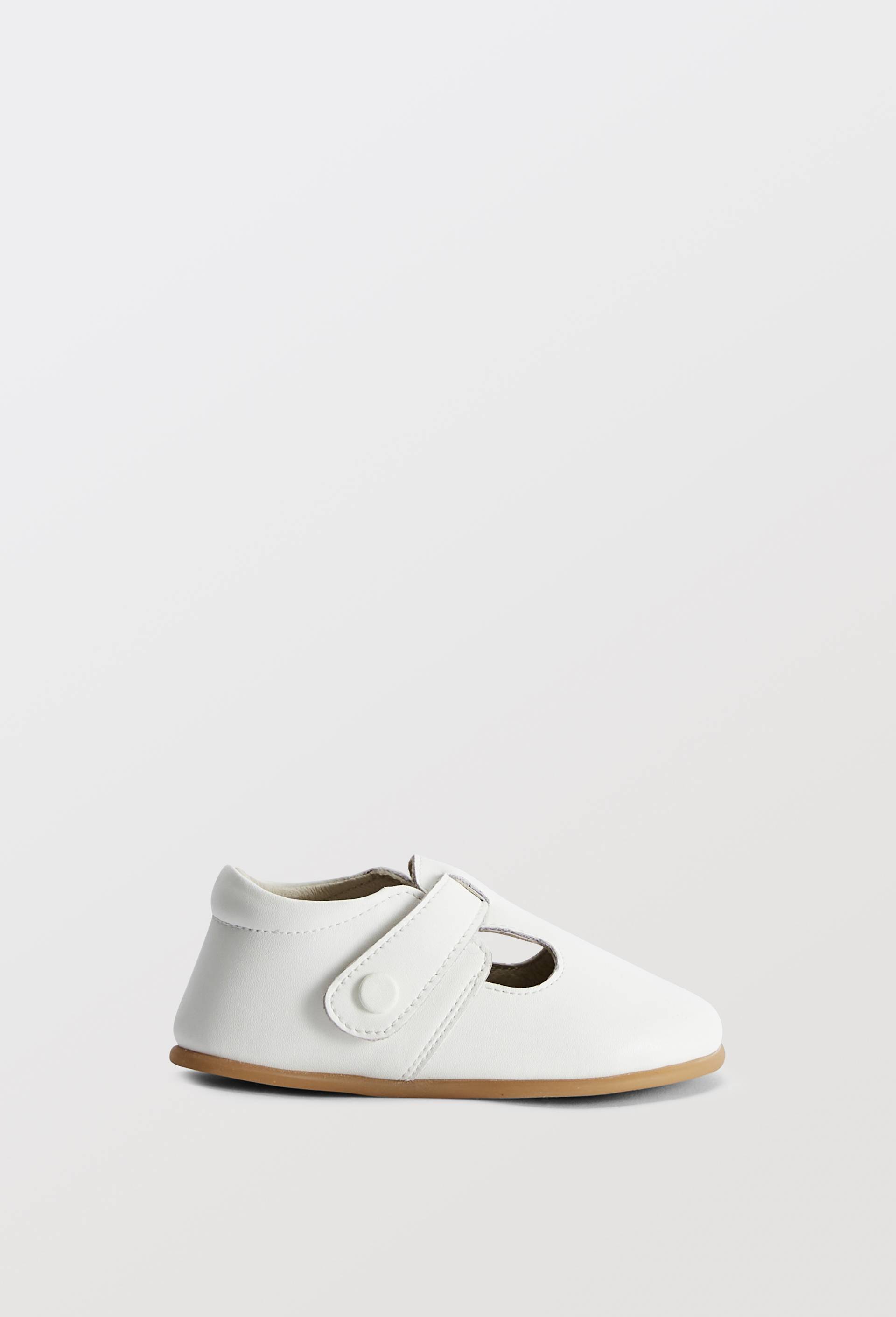 CHAUSSONS SOUPLES EN CUIR, Blanc, large