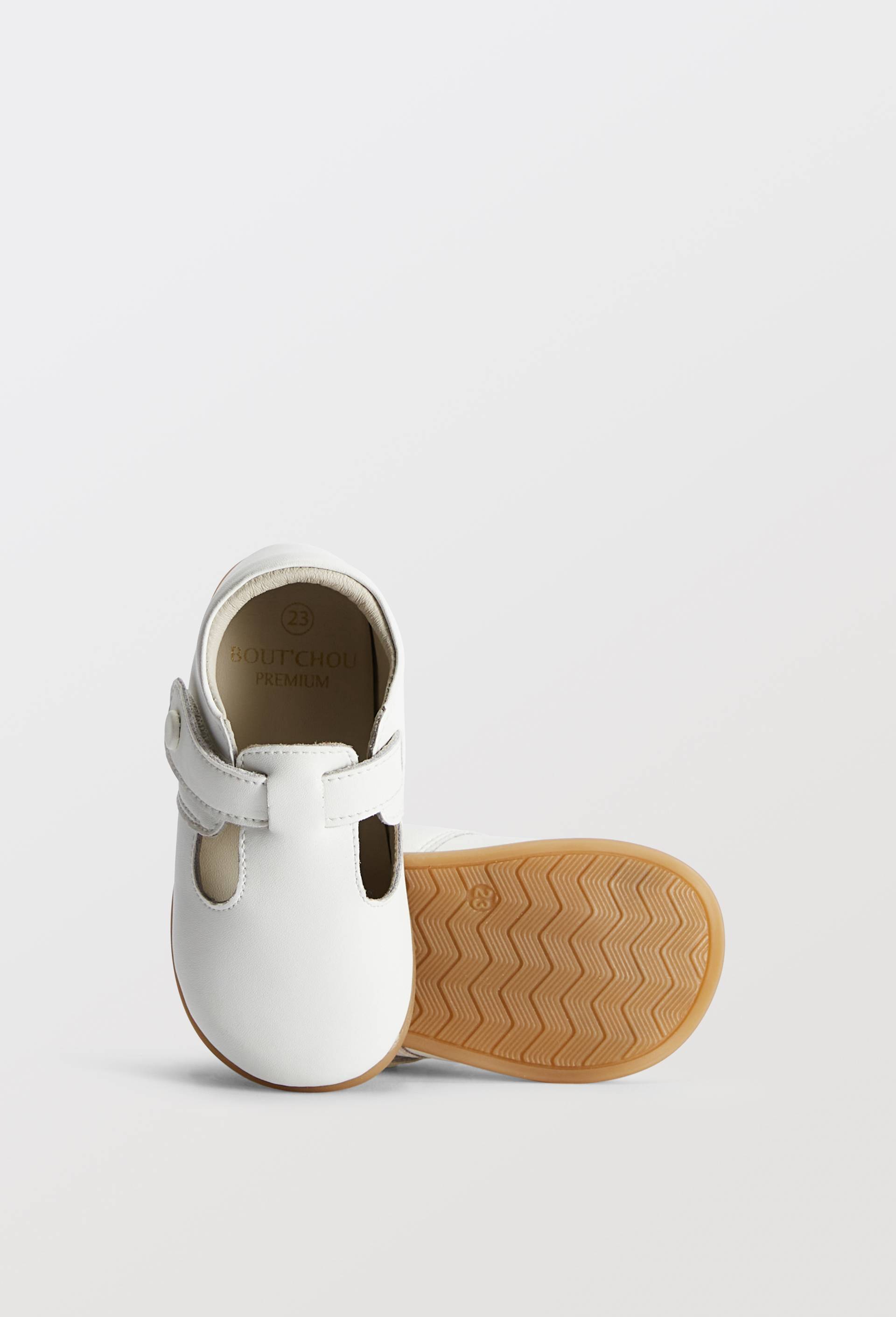 CHAUSSONS SOUPLES EN CUIR, Blanc, large
