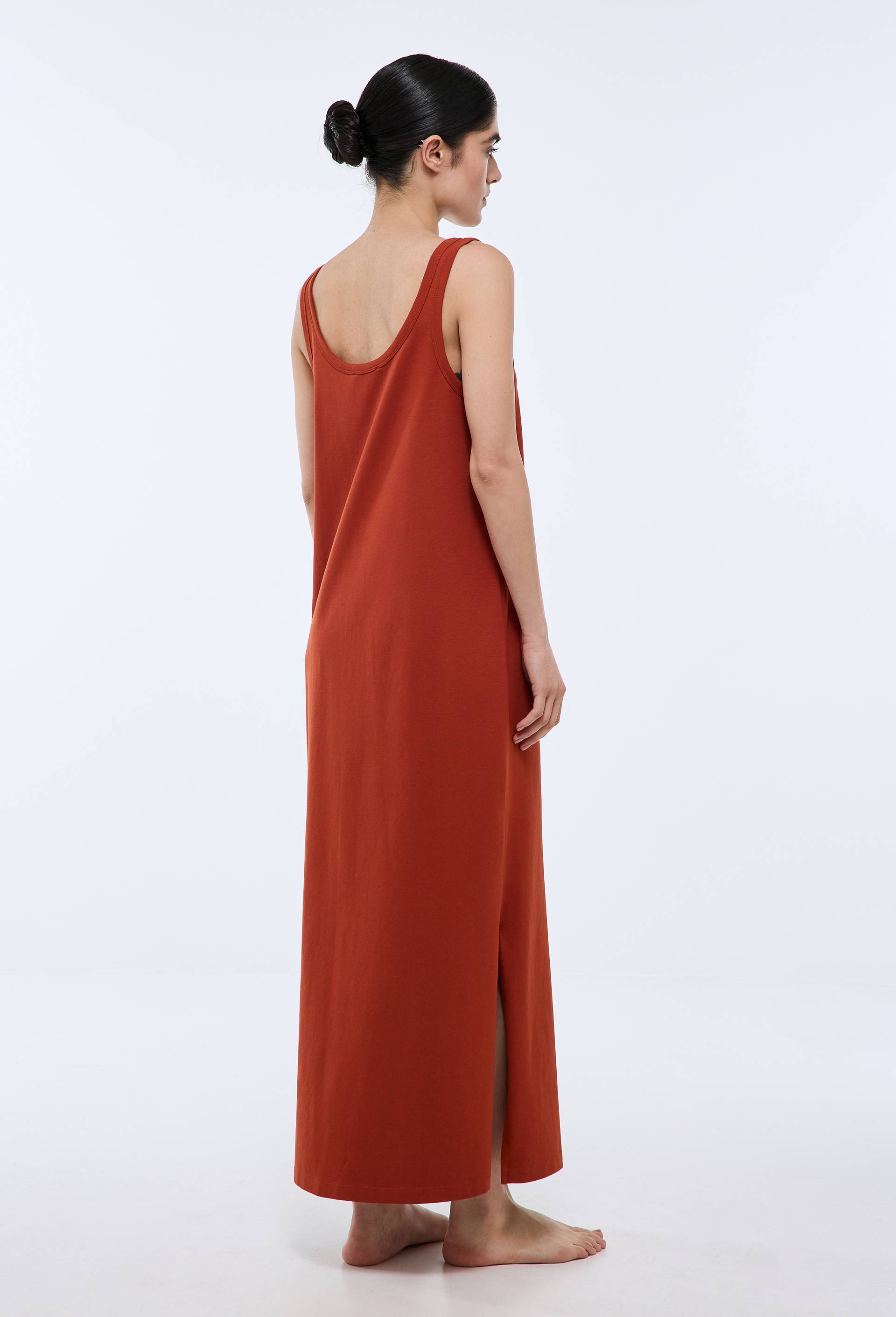 Chemise de nuit longue en coton jersey bio GOTS, Orange fonc&eacute;, large image number 1.0
