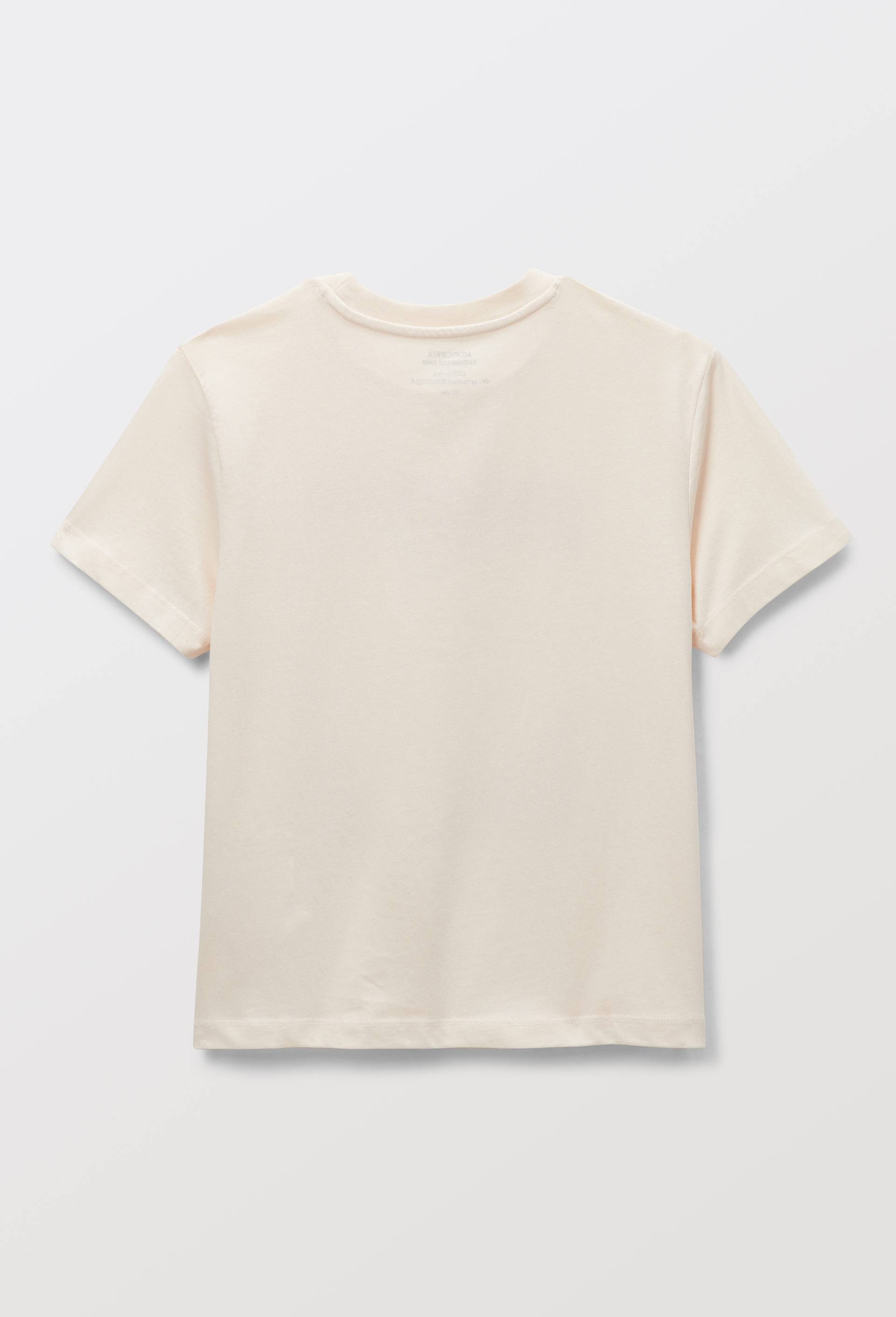 T-shirt col rond imprim&eacute; en coton, Beige clair, large image number 2.0