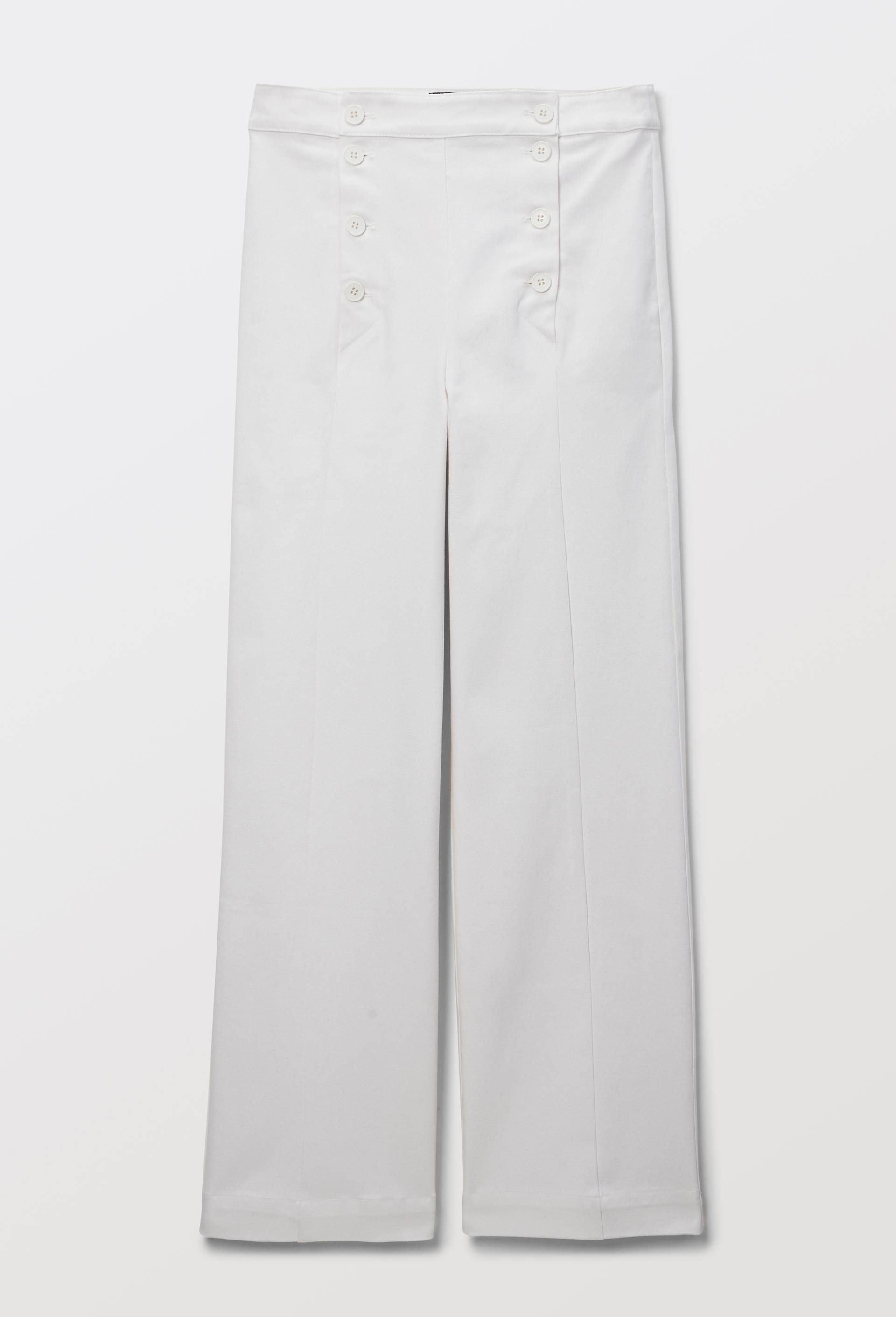 Pantalon large &agrave; pont uni, Blanc, large image number 2