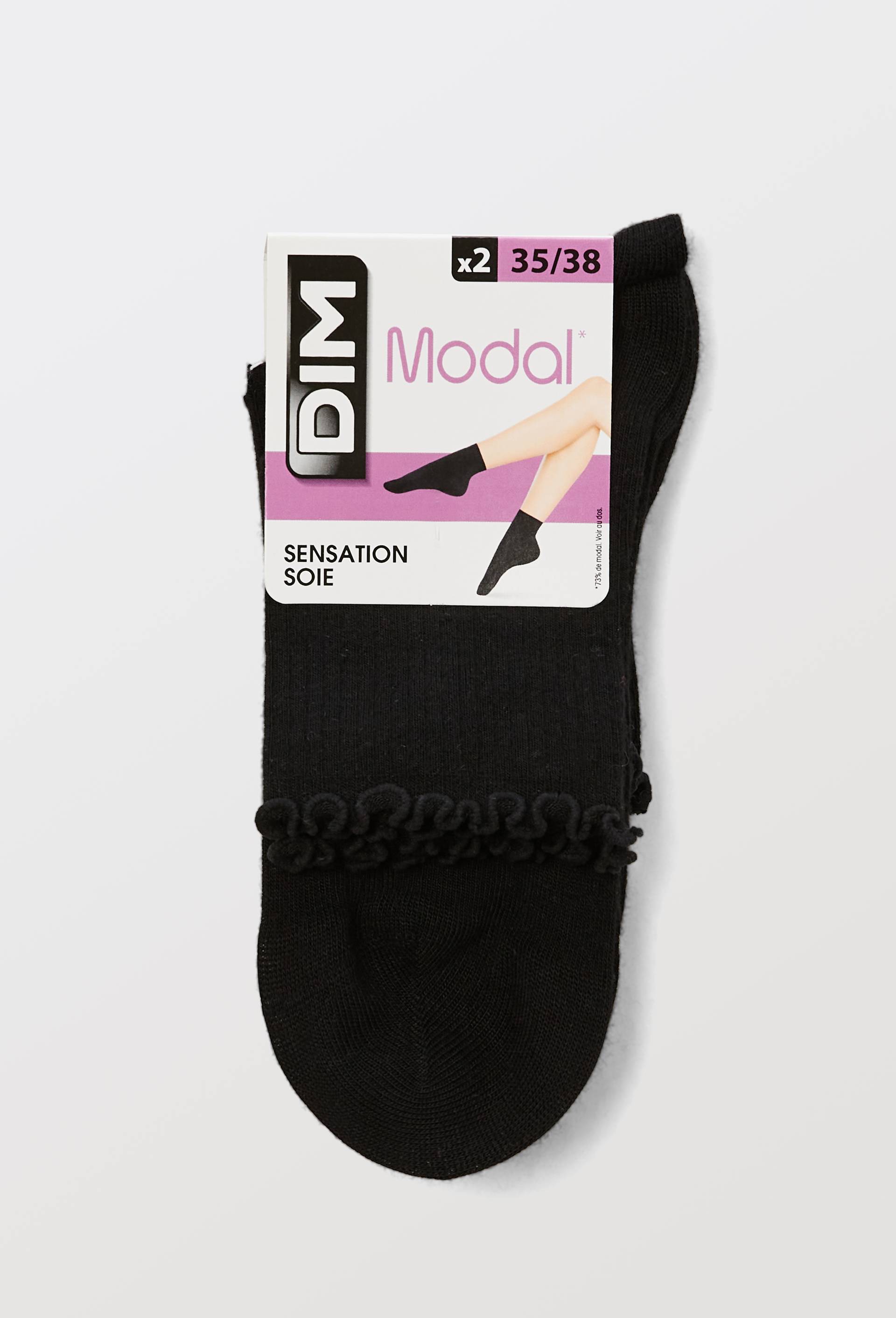 Lot de 2 socquettes en modal DIM, Noir, large image number 0.0