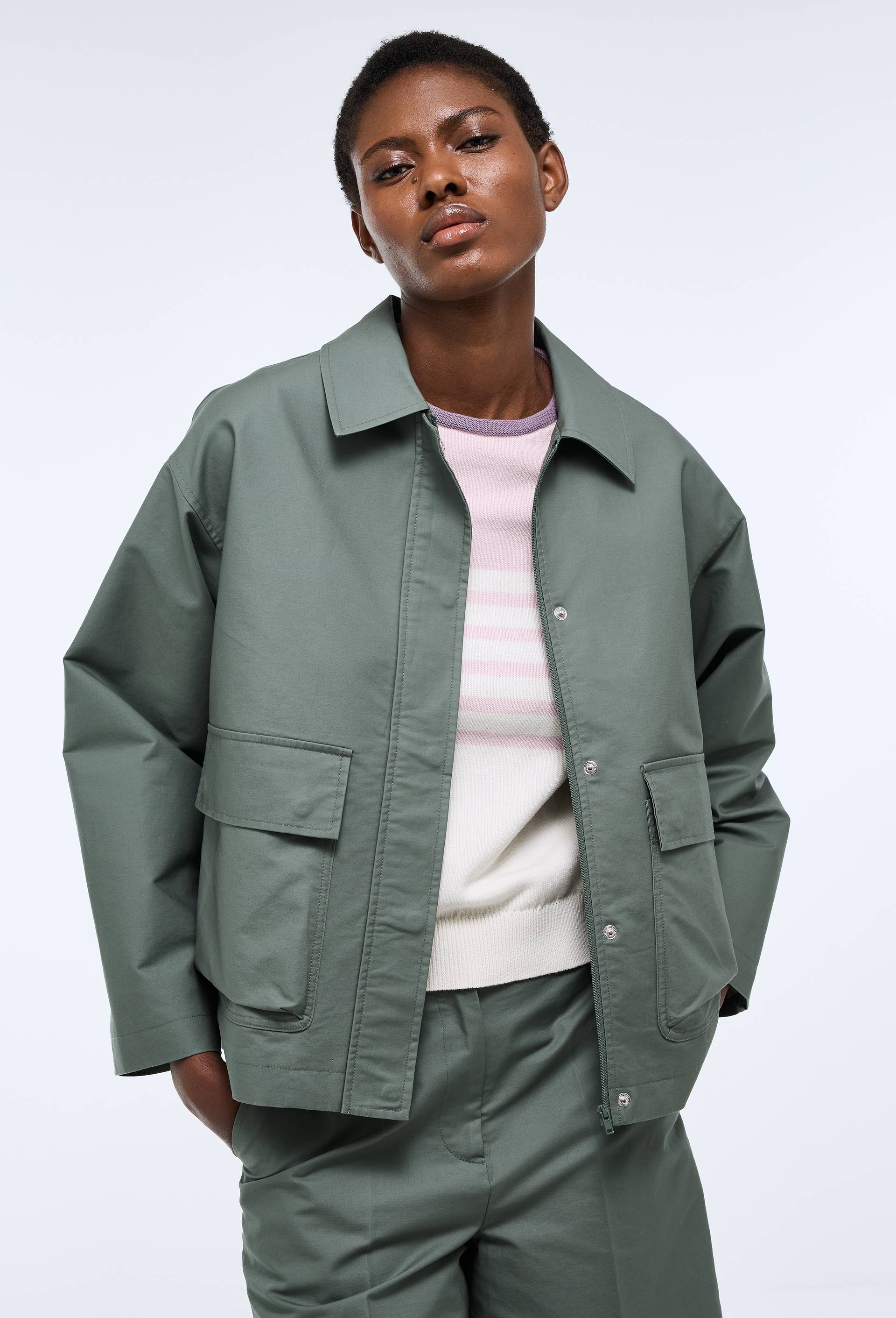 Veste en coton &agrave; poches, Vert, large image number 0