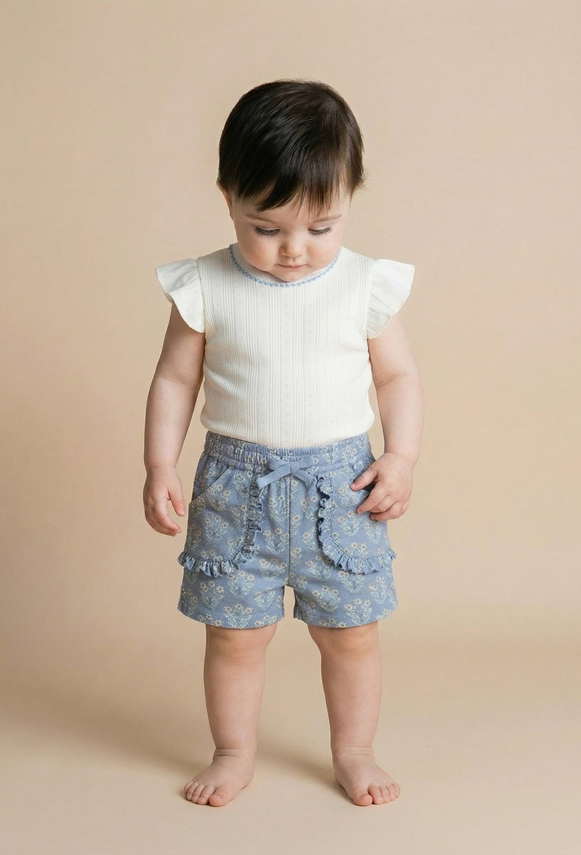 Short imprim&eacute; en coton, Bleu, large image number 0.0