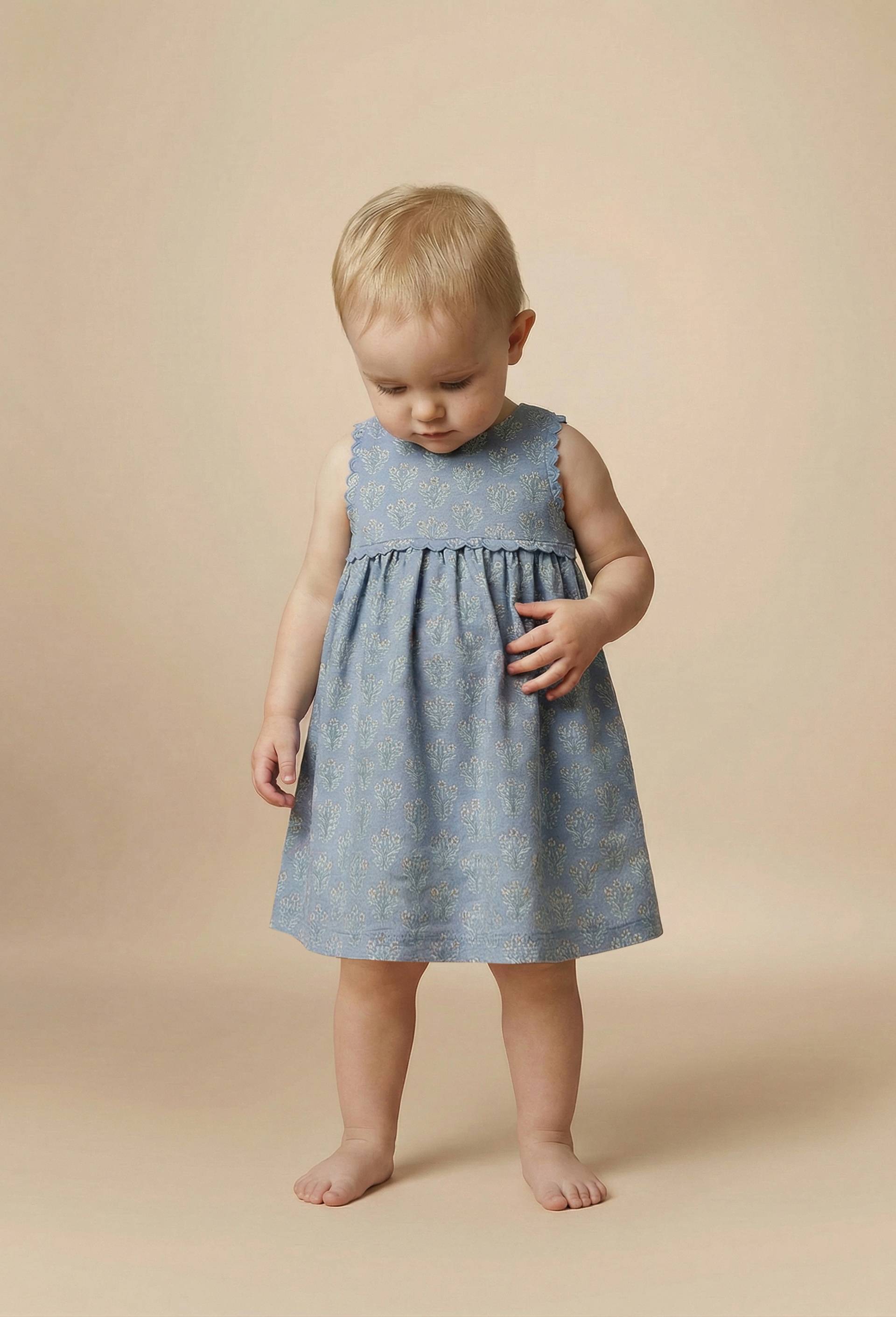 Robe avec bloomer imprim&eacute;s en coton, Bleu, large image number 0