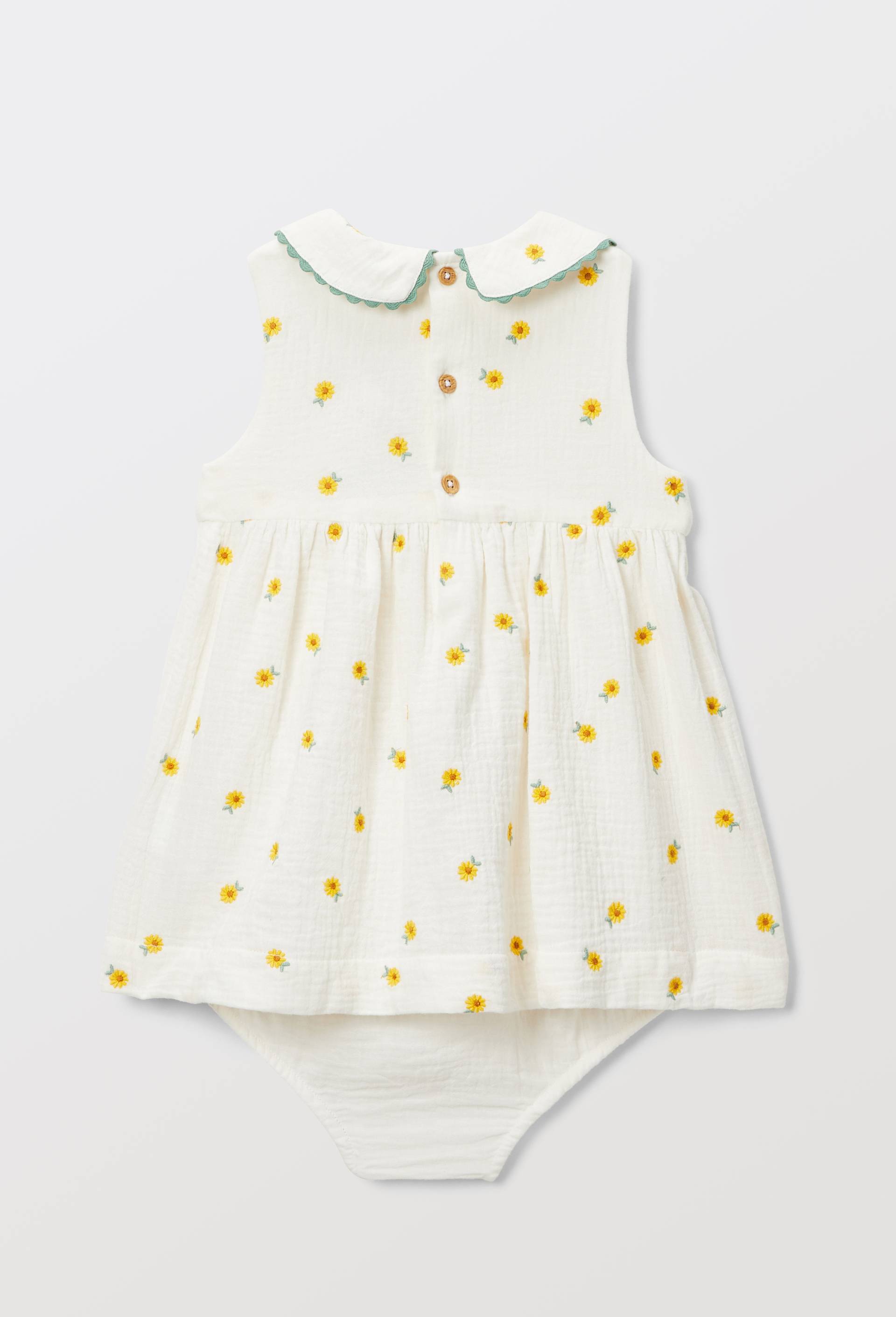 Robe avec bloomer brod&eacute;s en coton BIO GOTS, Beige clair, large image number 3