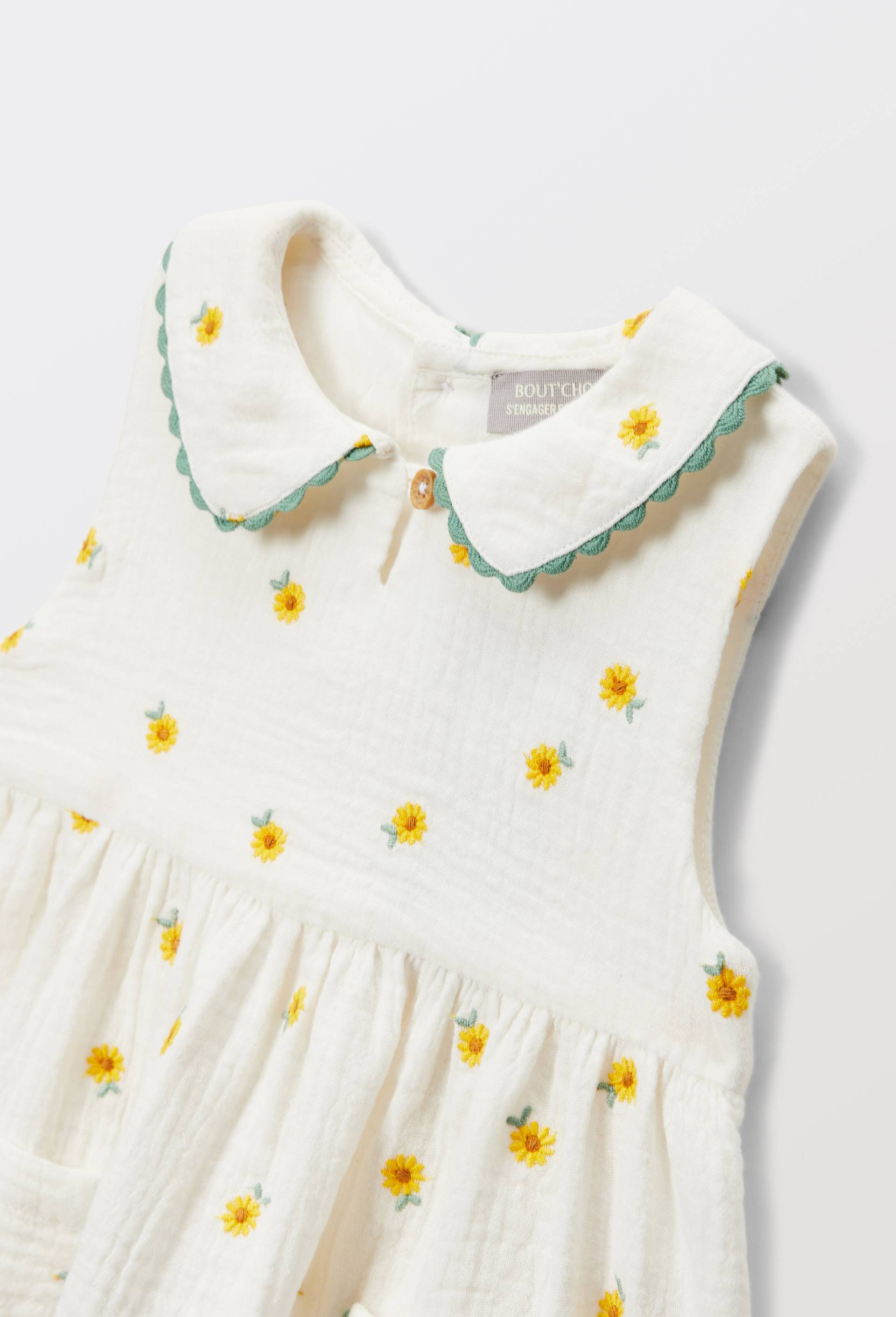 Robe avec bloomer brod&eacute;s en coton BIO GOTS, Beige clair, large image number 4