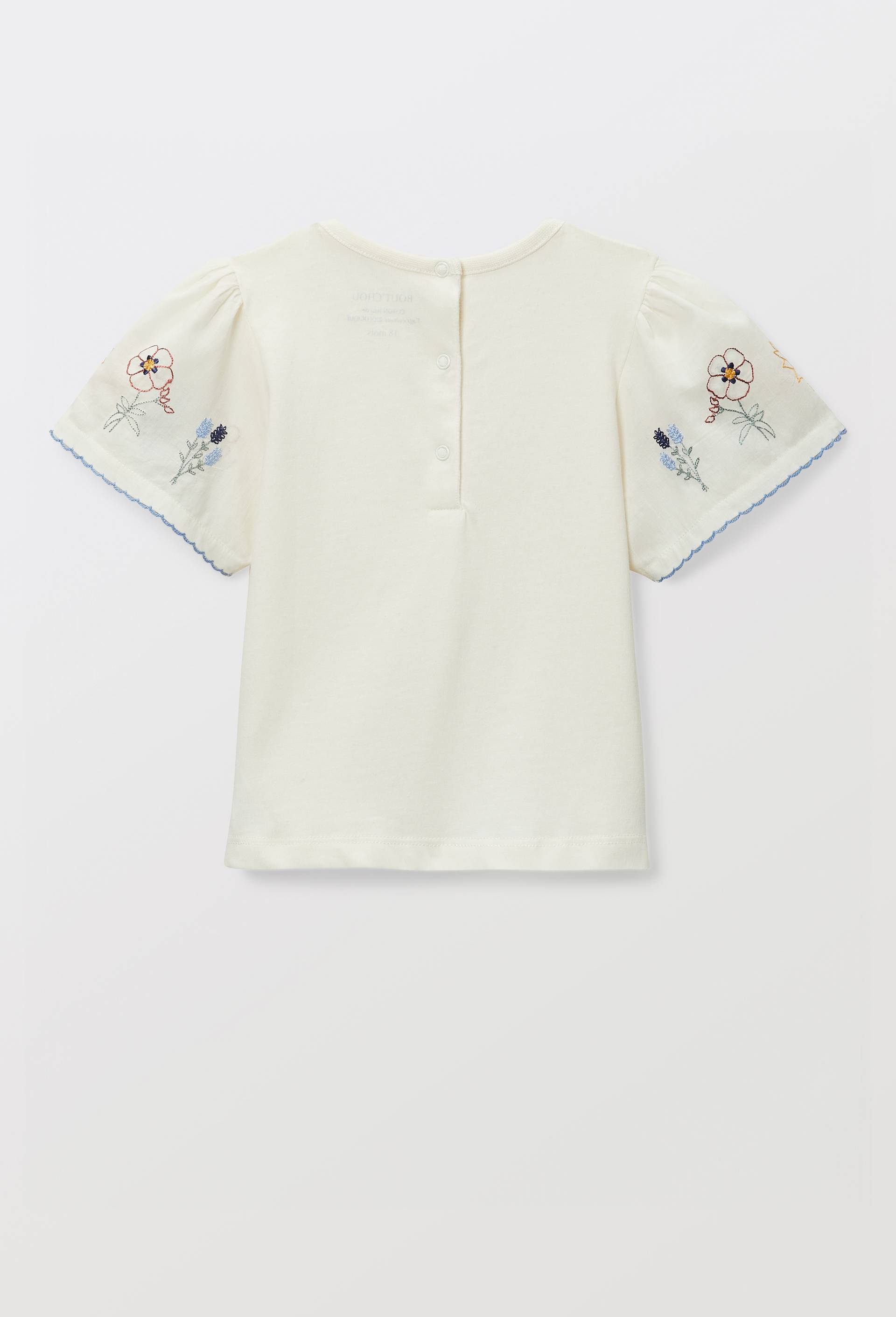 T-shirt manches courtes brod&eacute;es en coton BIO GOTS, Ecru, large image number 1.0