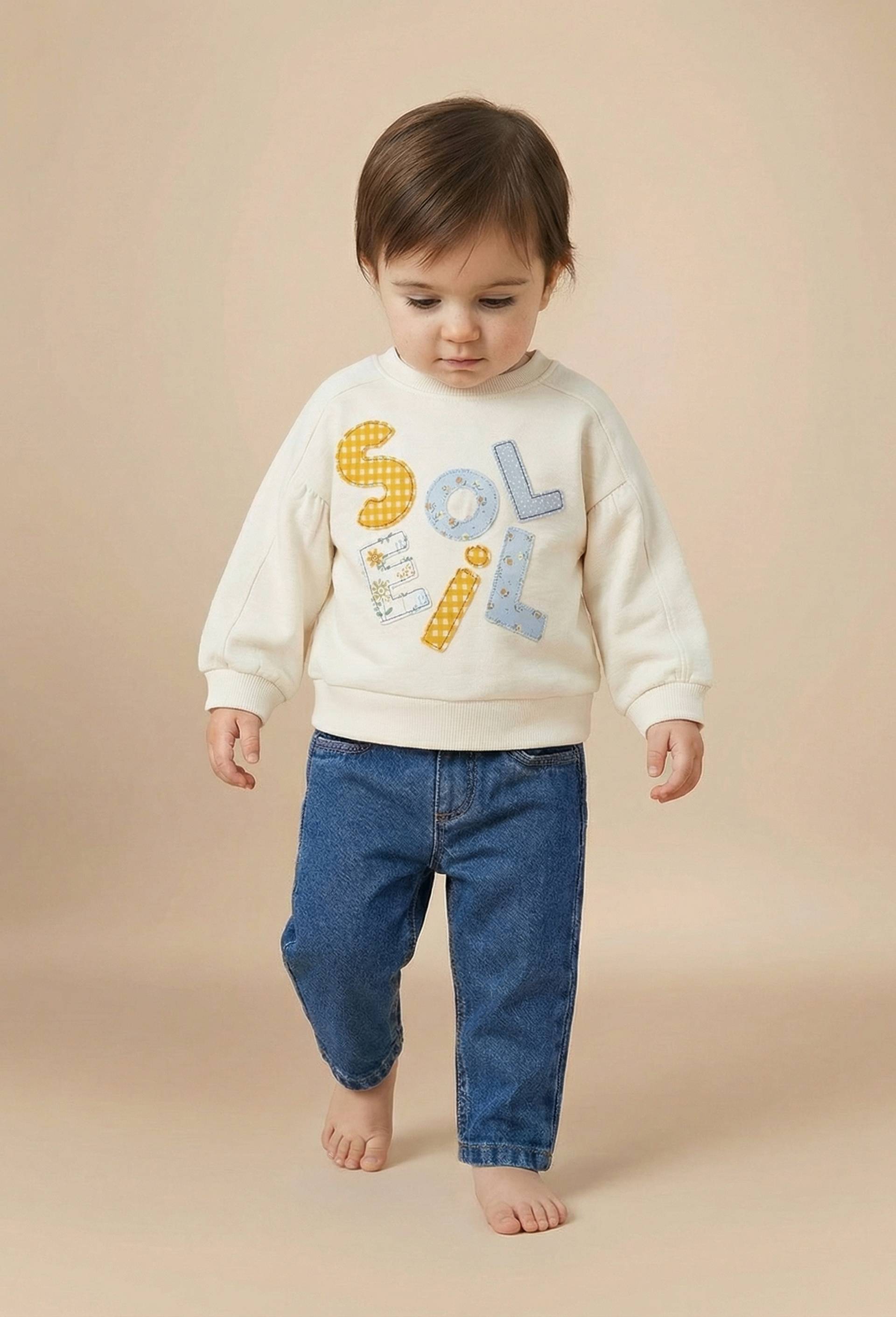 Sweat brod&eacute; en coton BIO gots, Ecru, large image number 0